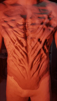 A short gif of the demon's body that Dzhuliia Melnik sculpted on the cast of the actor.