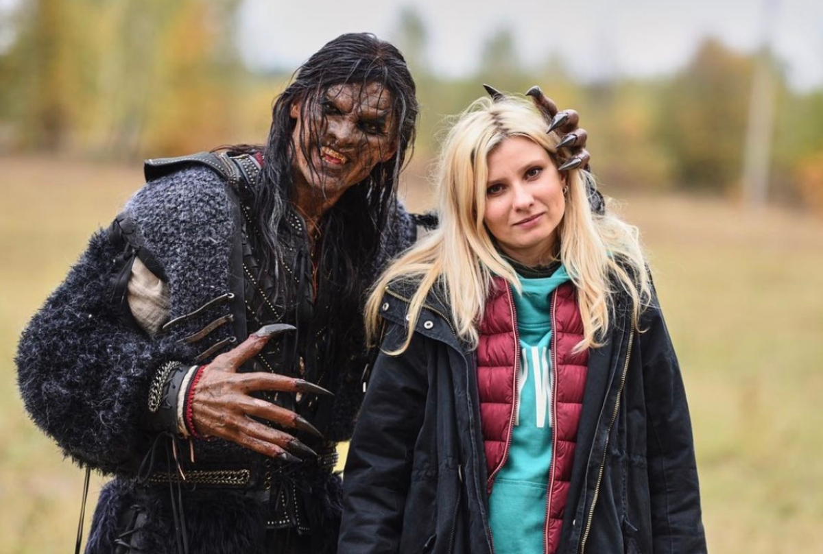 Ruslan Miroshnychenko as the Villain with Dzhuliia Melnik on the set of Legends of Charmswood.