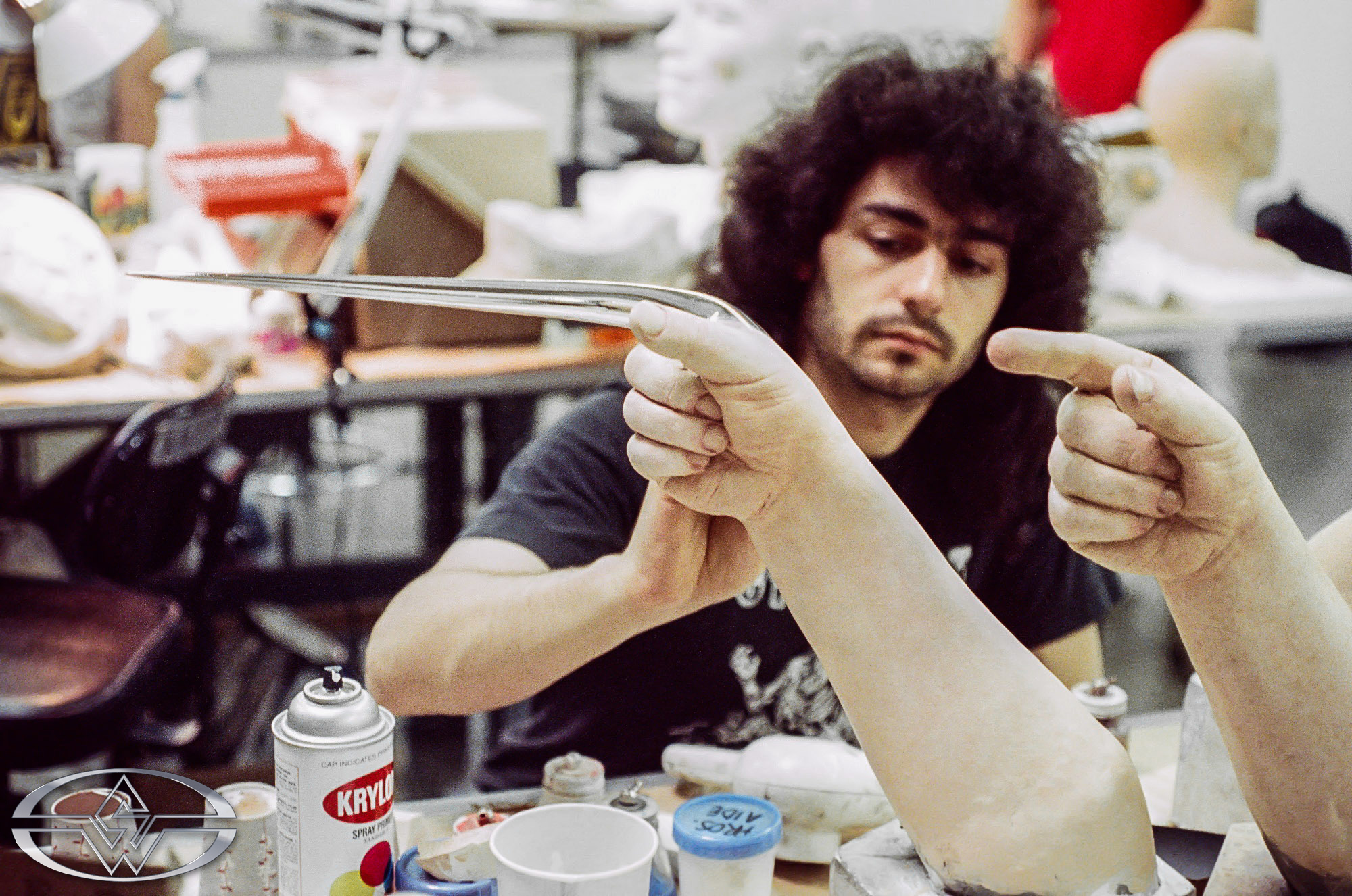 Mike Spatola works on the spike fingers.