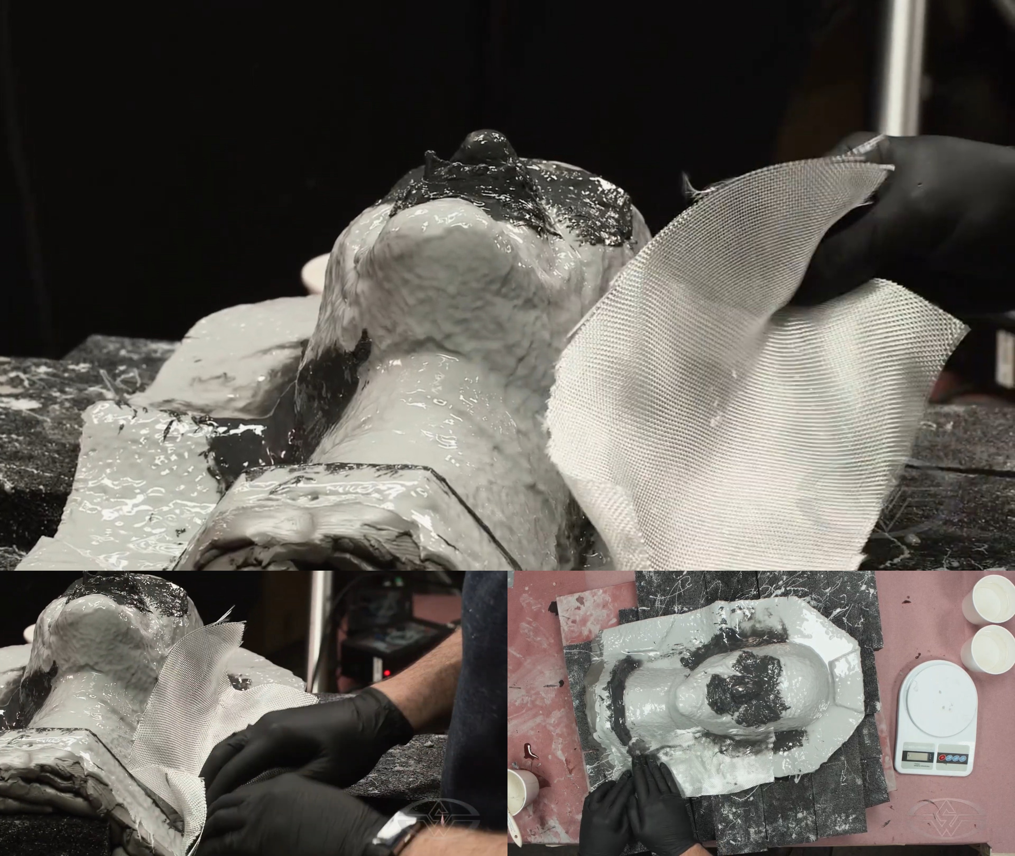 Can epoxy resin be used with fiberglass? Cooke places fiberglass sheets around the mold.