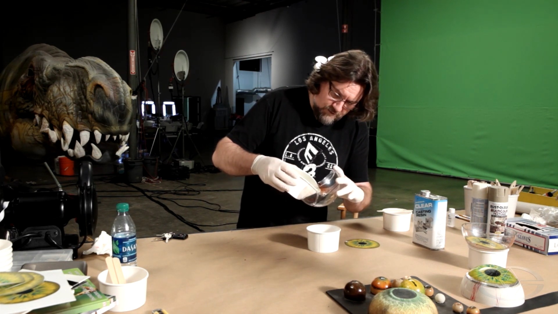 Haines shows the right way to pour resin into a form.