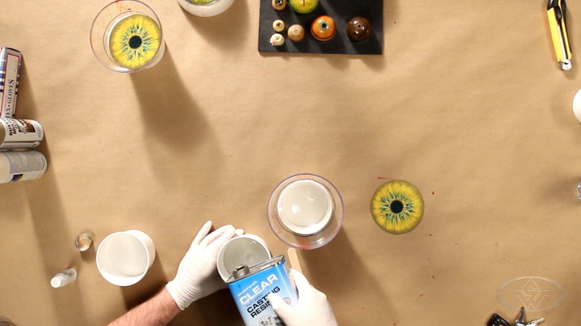 Haines guesstimates how much Castin' Craft resin he'll need, then pours a little extra just to be safe.