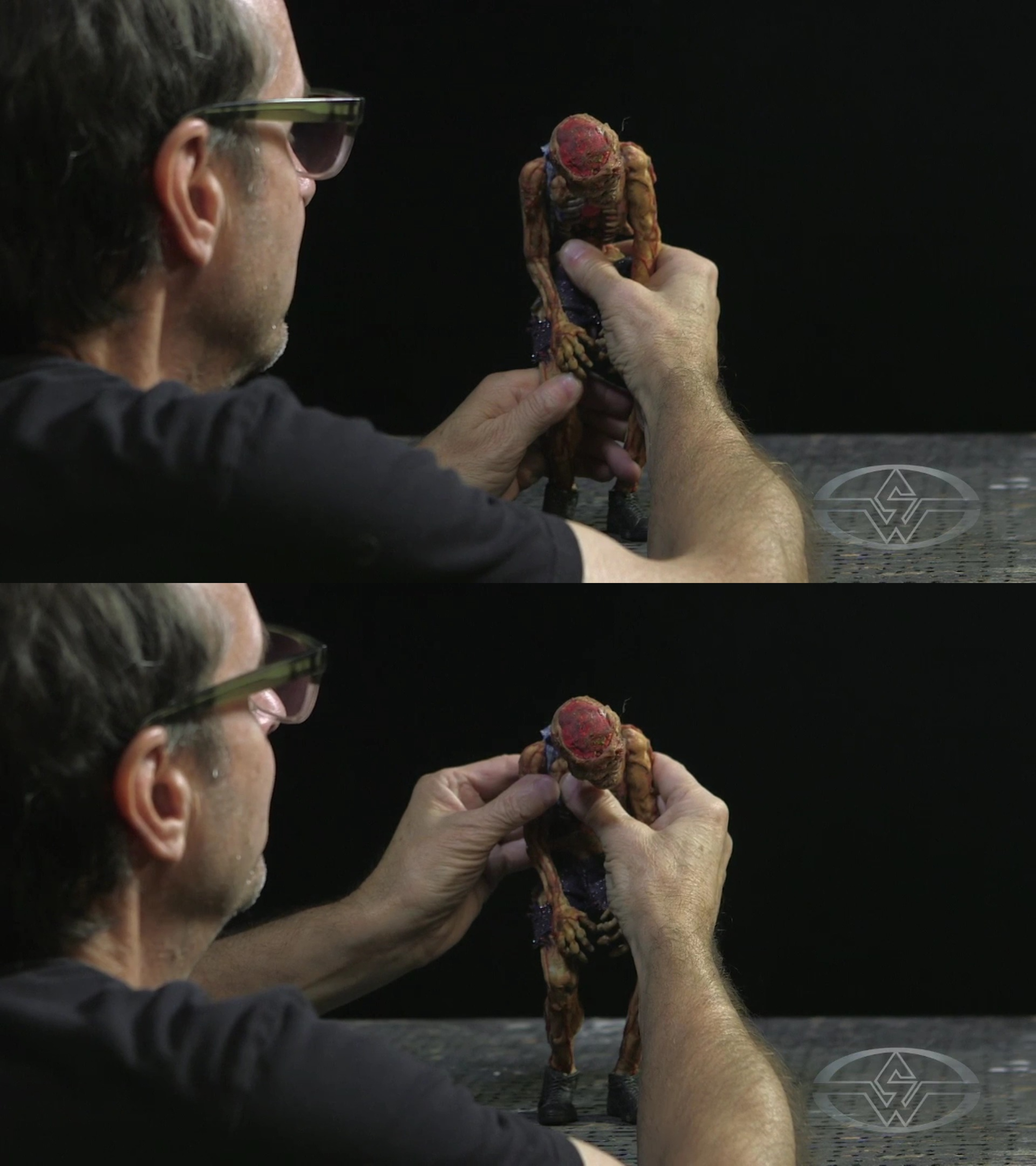 Stephen Chiodo continues making tiny, subtle movements to his puppet.