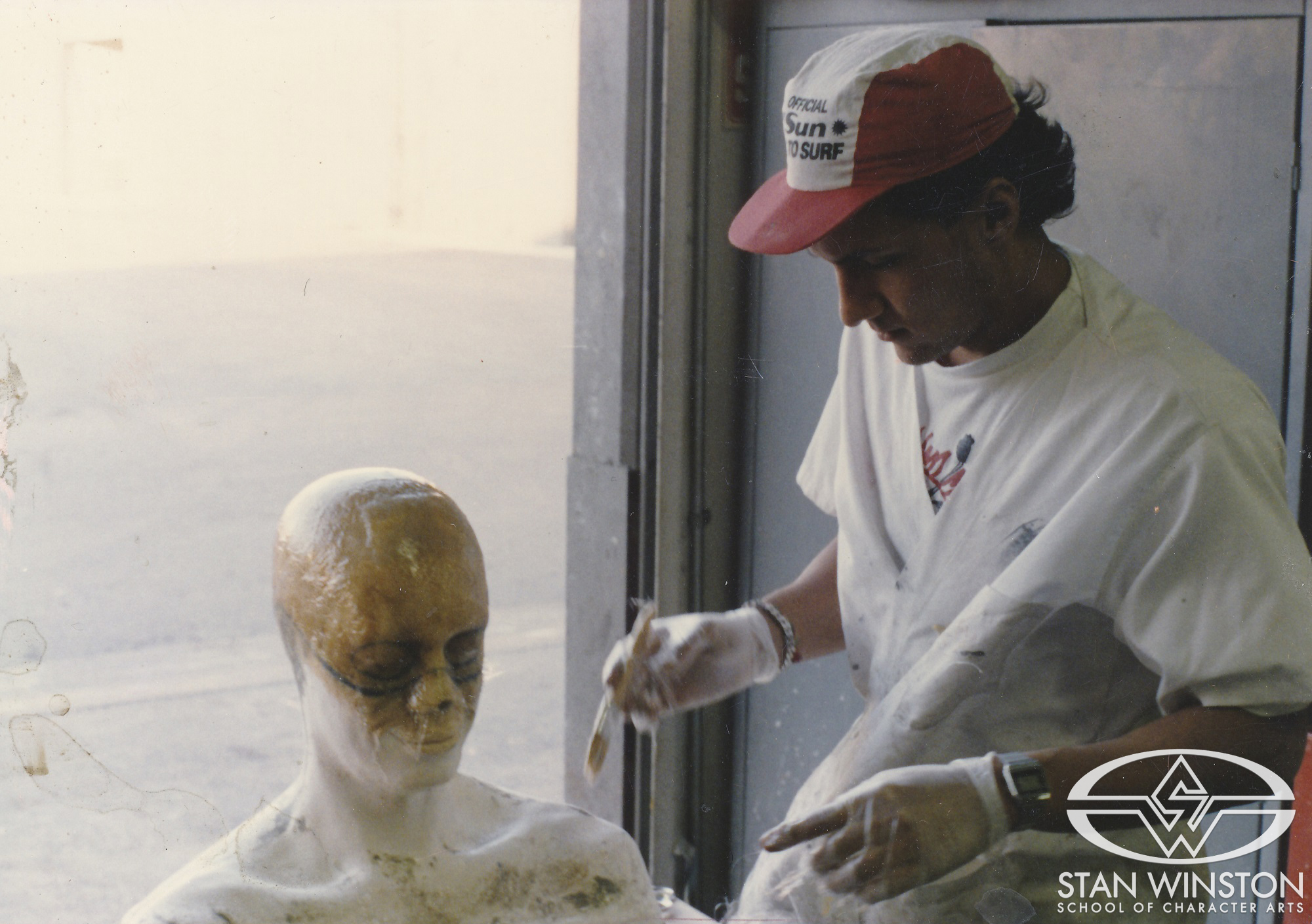 The fiberglass-creation process on Kevin Peter Hall's bust for the mechanical Predator head.