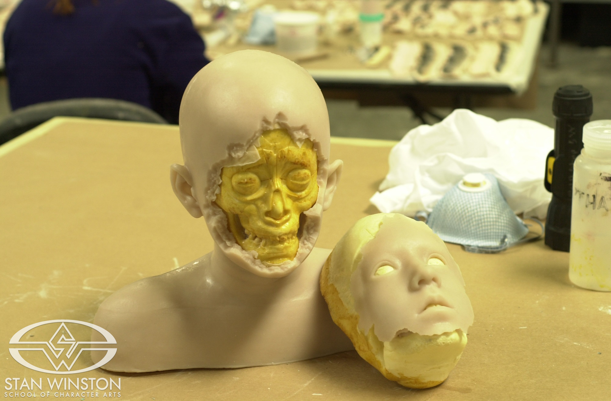 One of the David busts with its removable face, which was created for David's breakdown scene in the Cybertronics building.