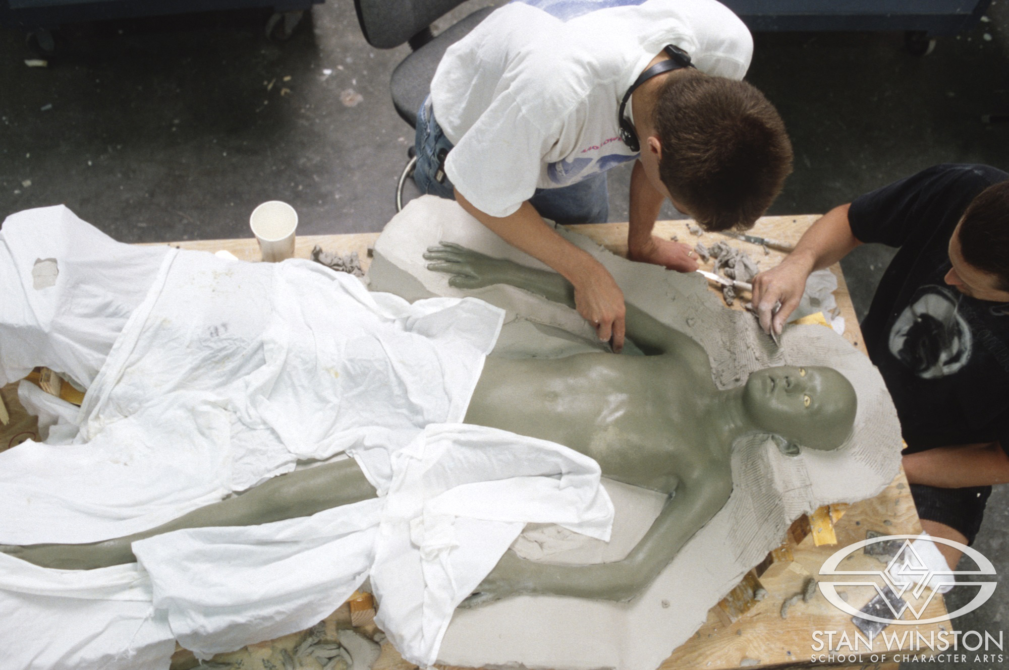 Laying up the clay wall for a mold of&nbsp;a head-to-toe sculpture of&nbsp;Haley Joel Osment&nbsp;at&nbsp;Stan Winston Studio.