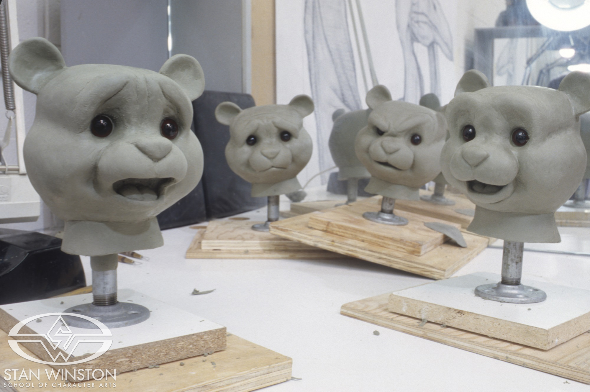 Teddy expression heads, sculpted by Mark Maitre.