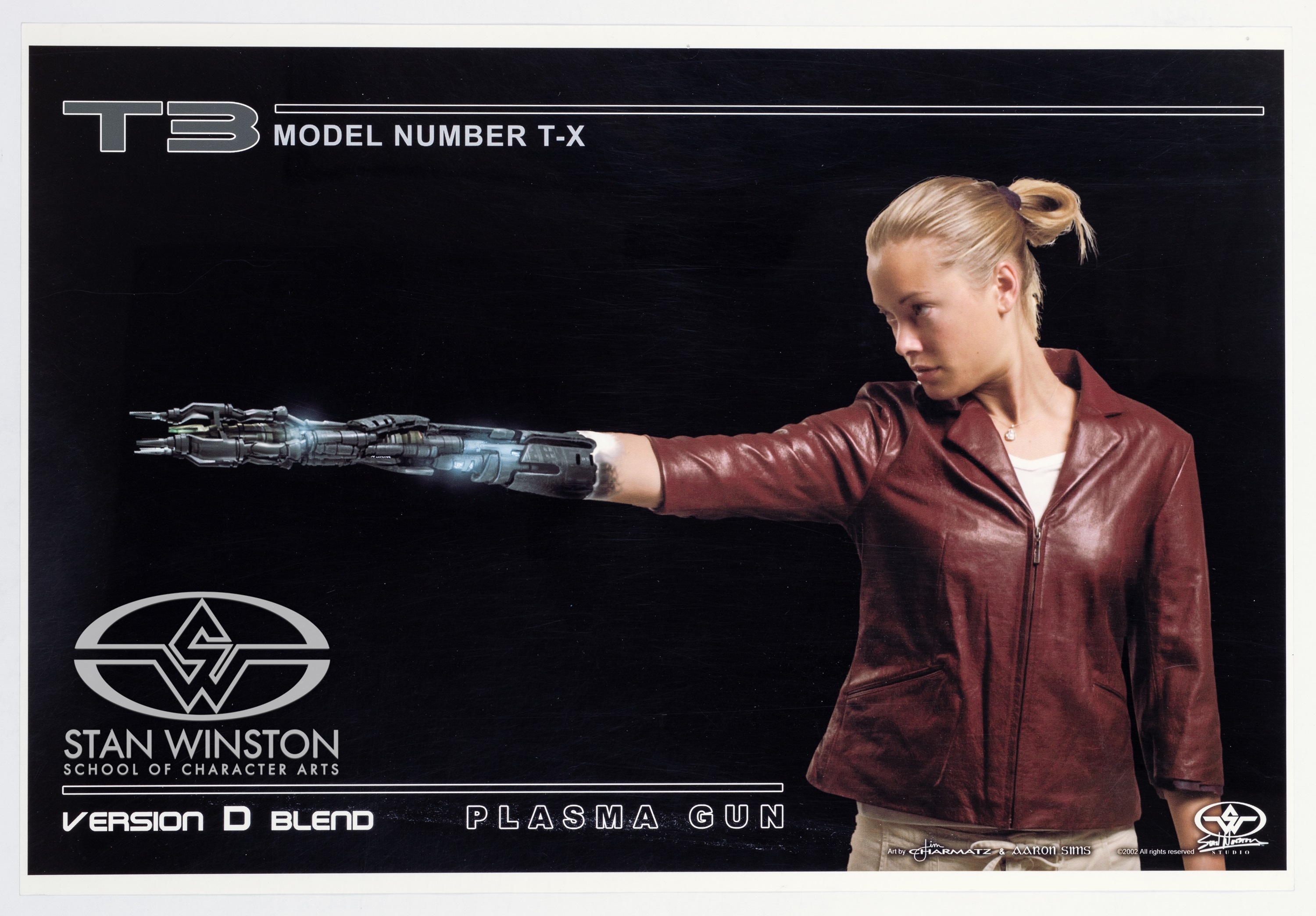 Concept art of Kristanna Loken wearing a plasma gun.
