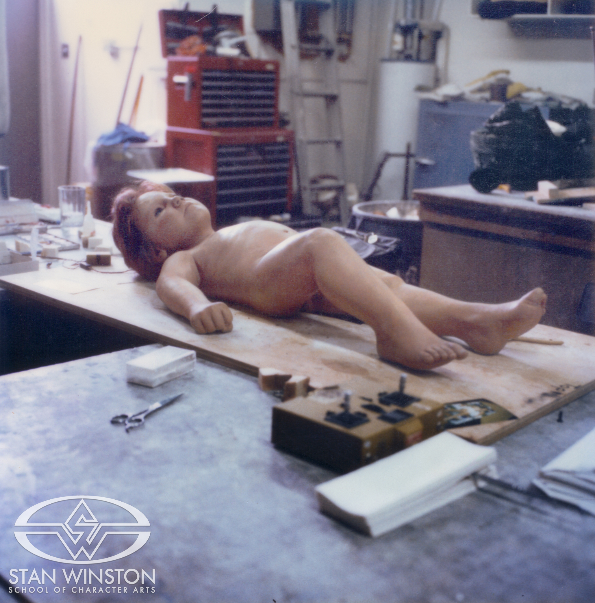 The finished&nbsp;stretchable puppet at Stan Winston Studio.