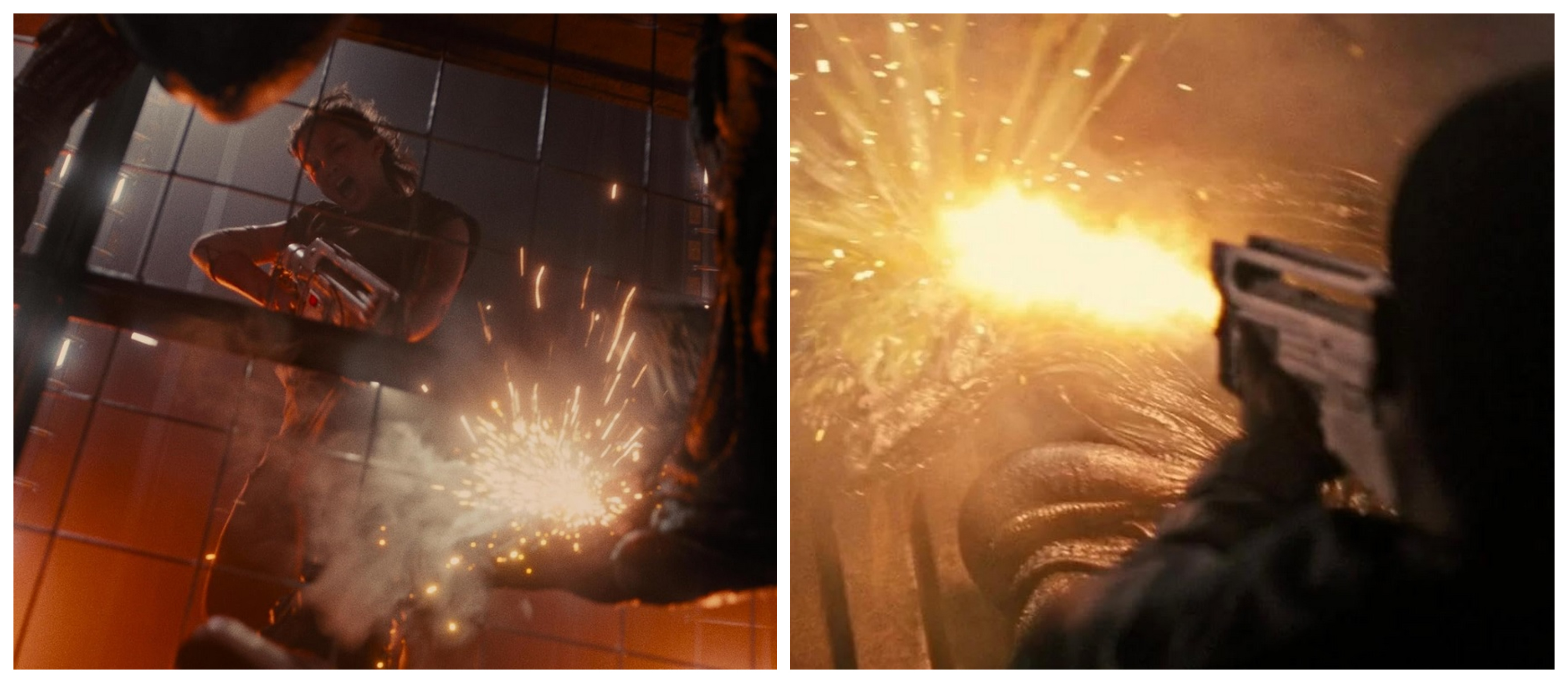 Rain takes on a swarm of xenomorphs with the help of an FF-44AA Pulse Rifle. Images courtesy 20th Century Studios.