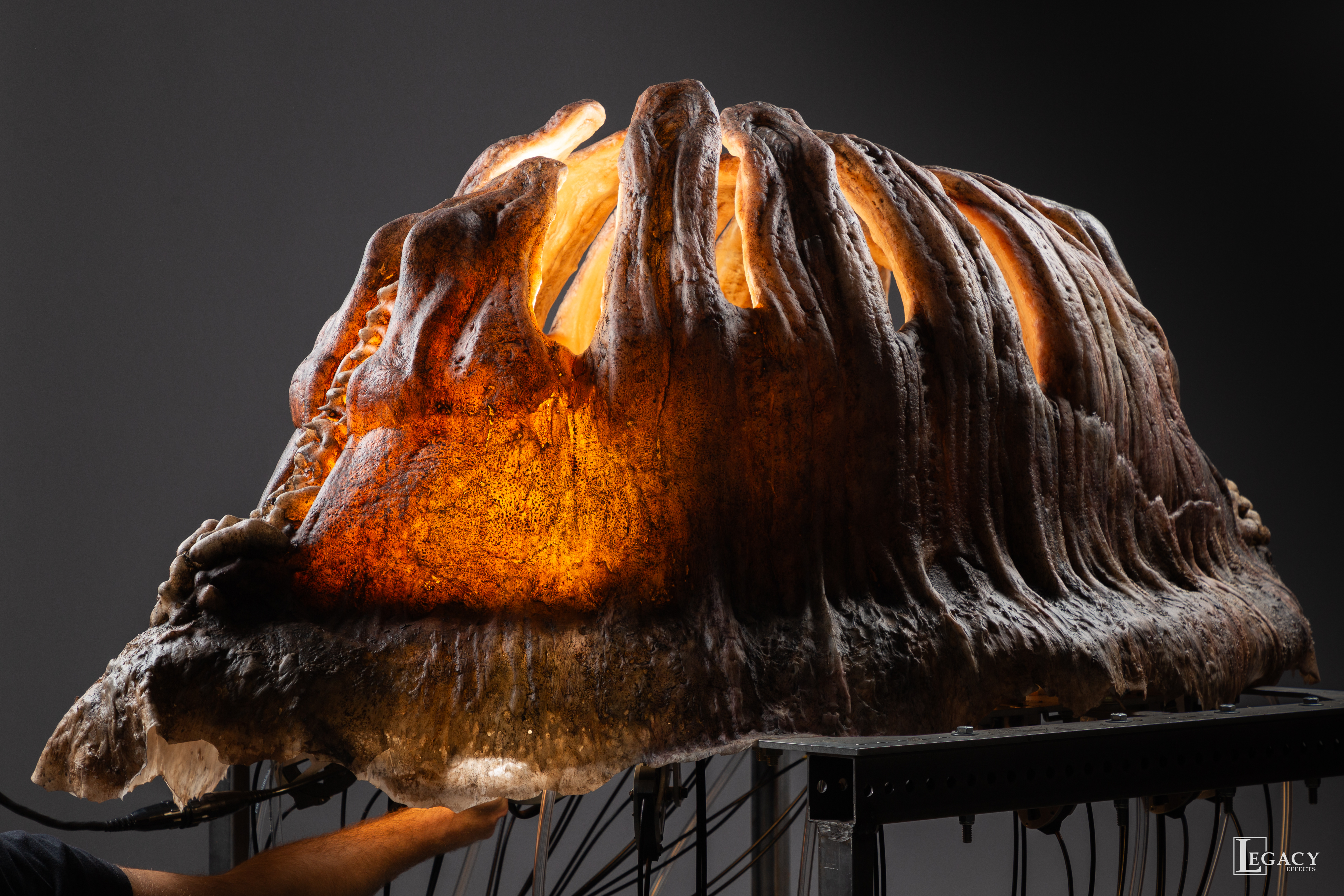 The completed&nbsp;cocoon with glowing internal lighting effects.&nbsp;Image courtesy Legacy Effects.