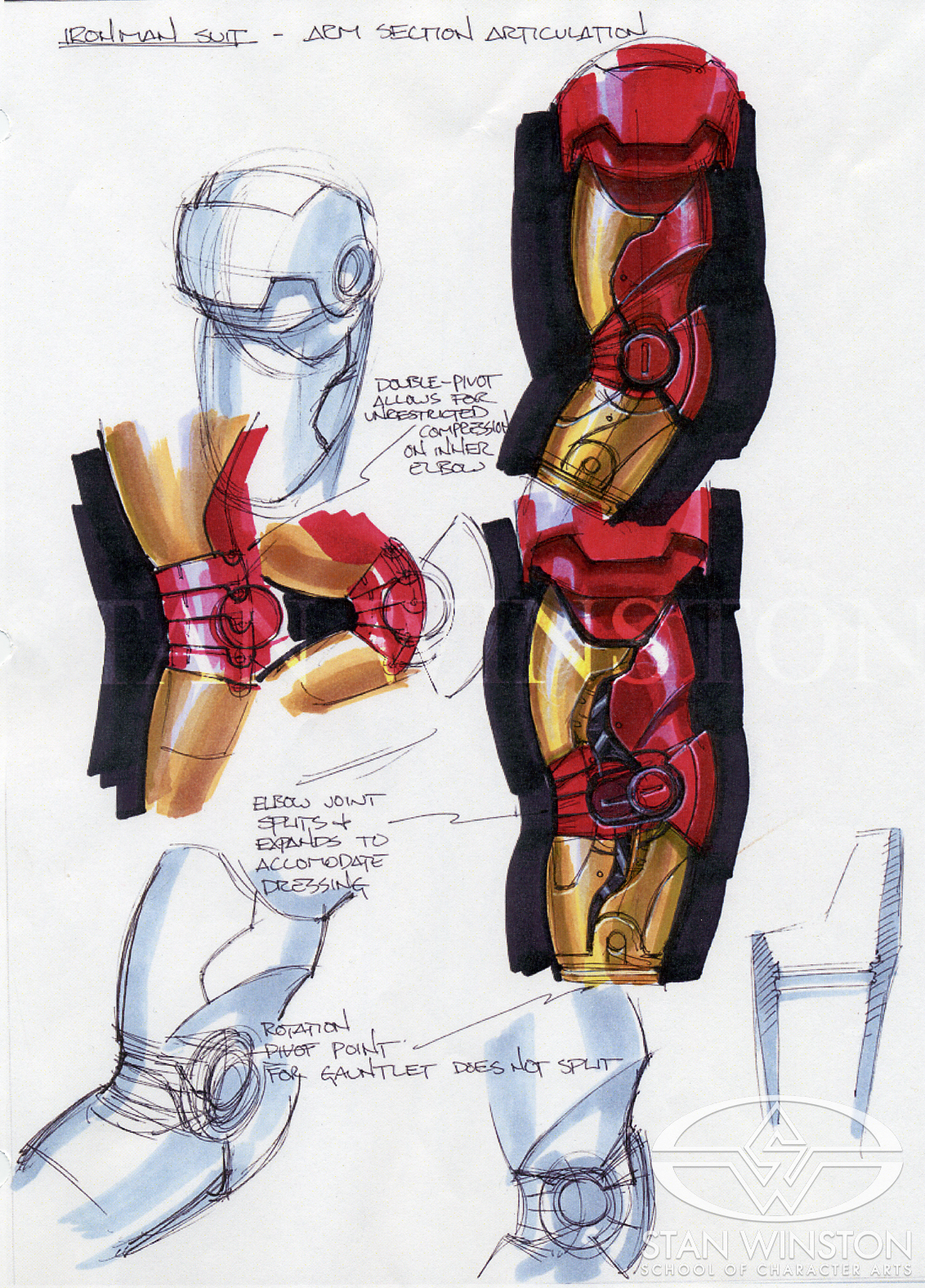 One of the early articulation representations of the Mark III&nbsp;suit's arm section.