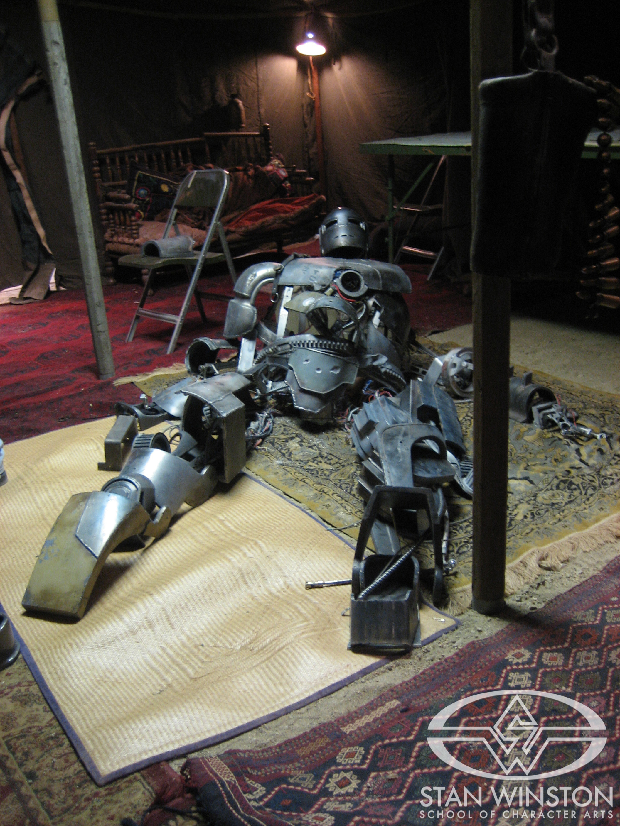 On-set image of the Mark I&nbsp;"cave escape" suit.