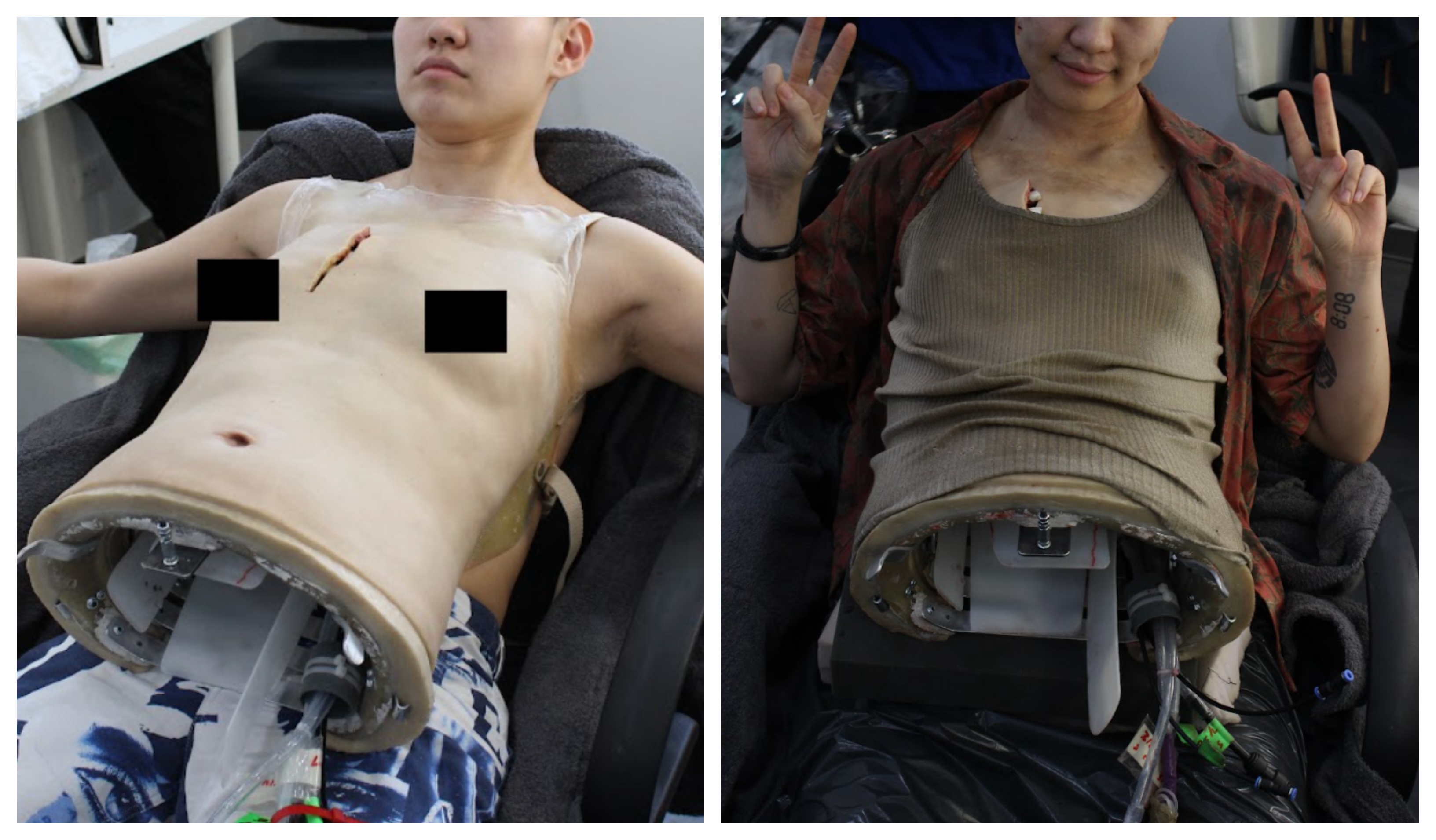 Navarro's artificial torso prepped and ready for the chestburster to burst through. Image courtesy Filmefex.