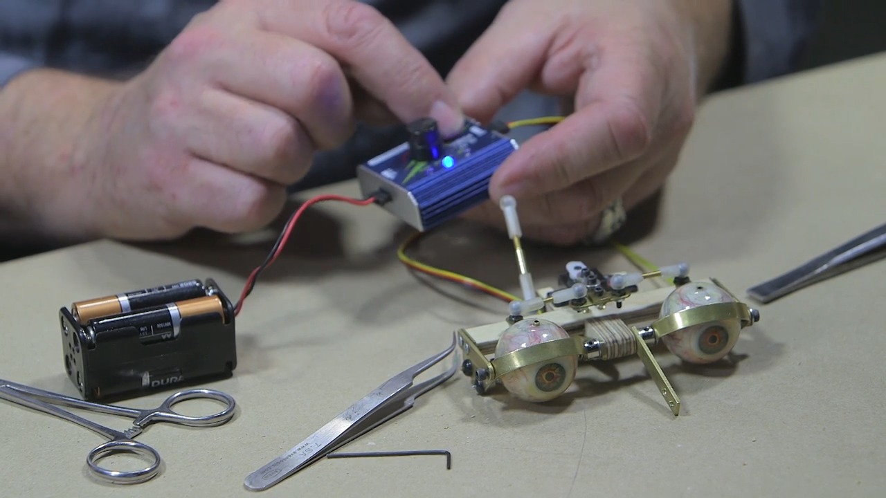 Caton-Largent centers the eyes using a servo tester.
