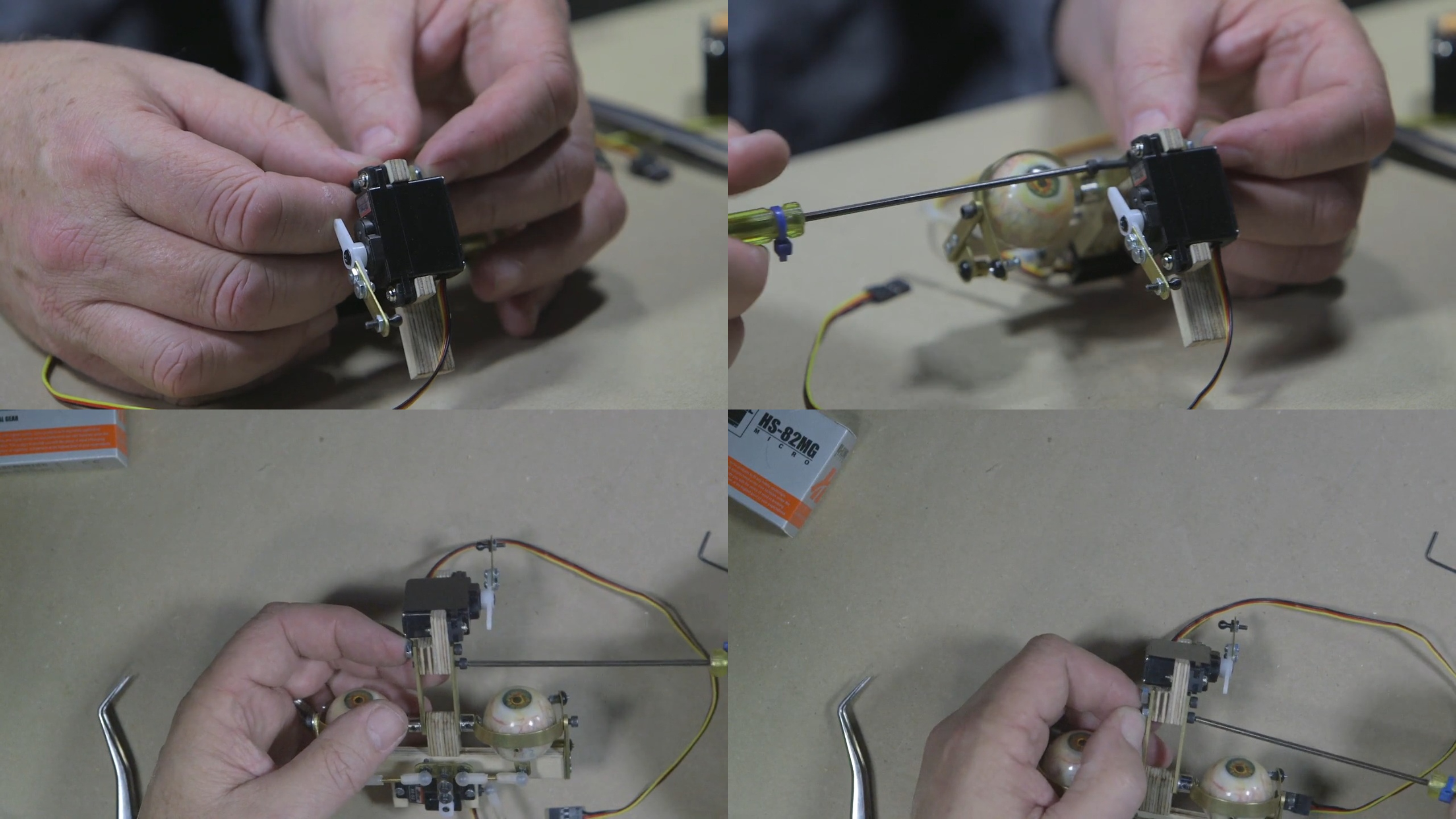 Caton-Largent continues attaching the nuts to the screws.