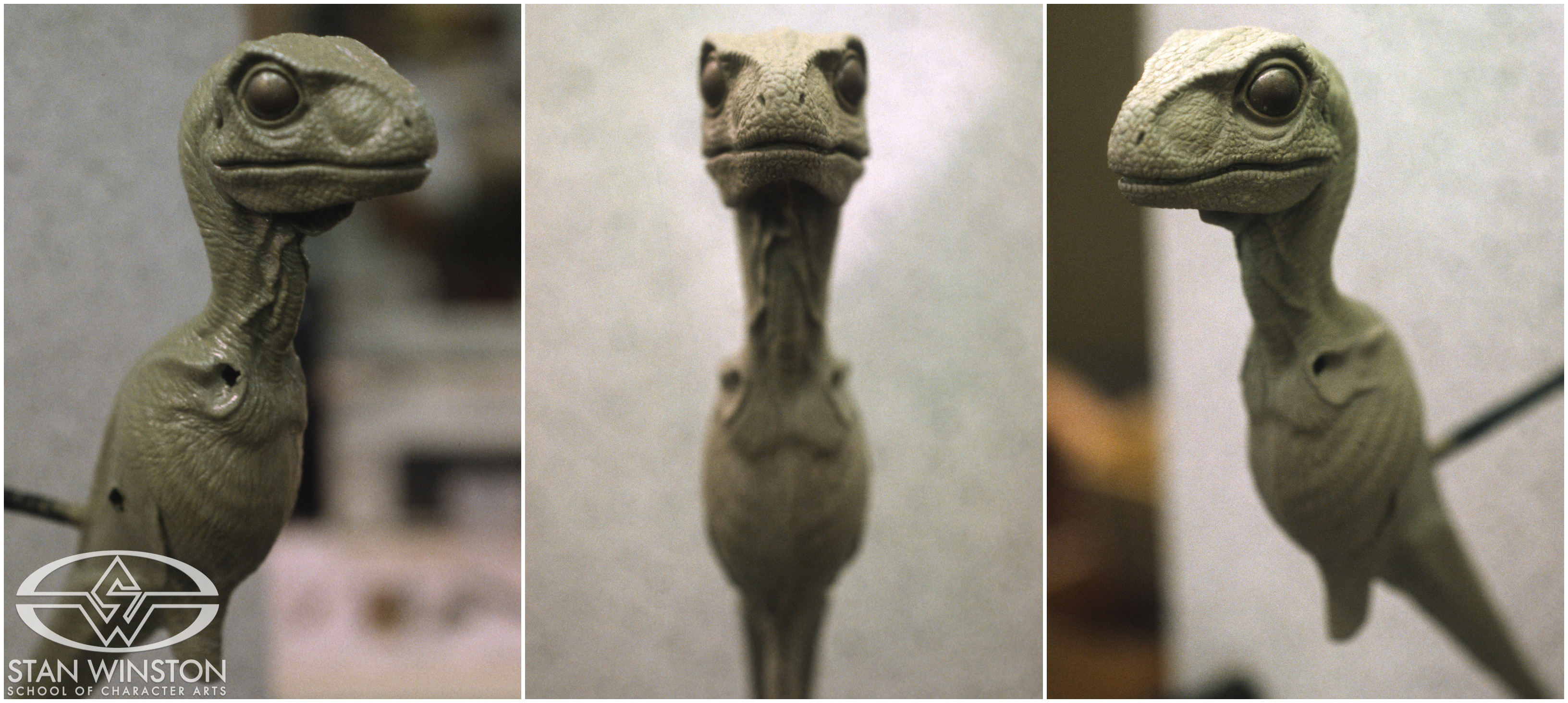 Front and 3/4 facing views of&nbsp;Greg Figiel’s baby Raptor&nbsp;sculpt&nbsp;with limbs removed, ready for molding.