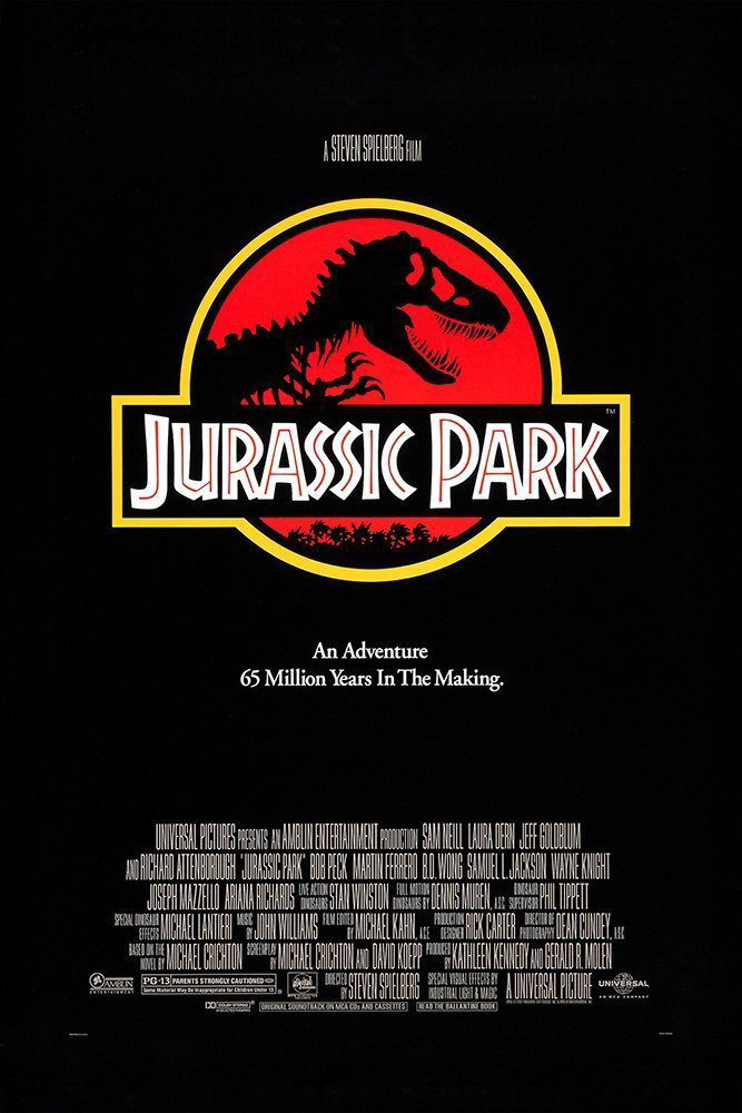 Original poster of Jurassic Park (1993). Image Courtesy of Universal Pictures and Universal Studios.