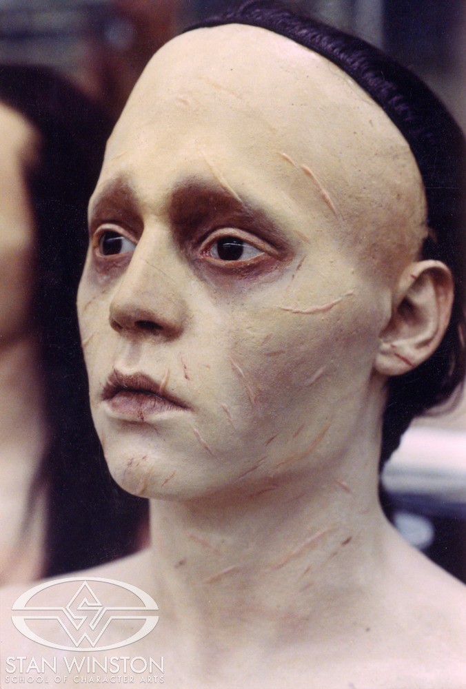 Side view of Edward&nbsp;with&nbsp;makeup in place, painted&nbsp;by John Rosengrant.