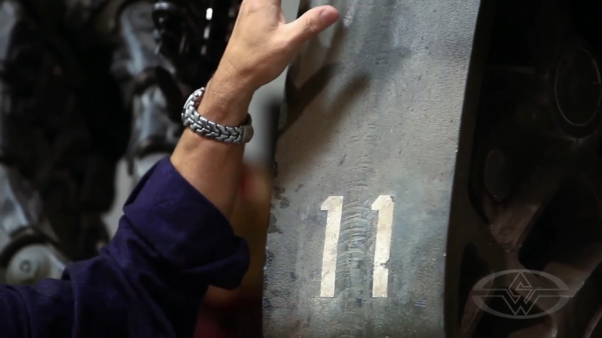 Rosengrant points out the&nbsp;cast metal texture that was added to give the AMP suit a more realistic look and feel.