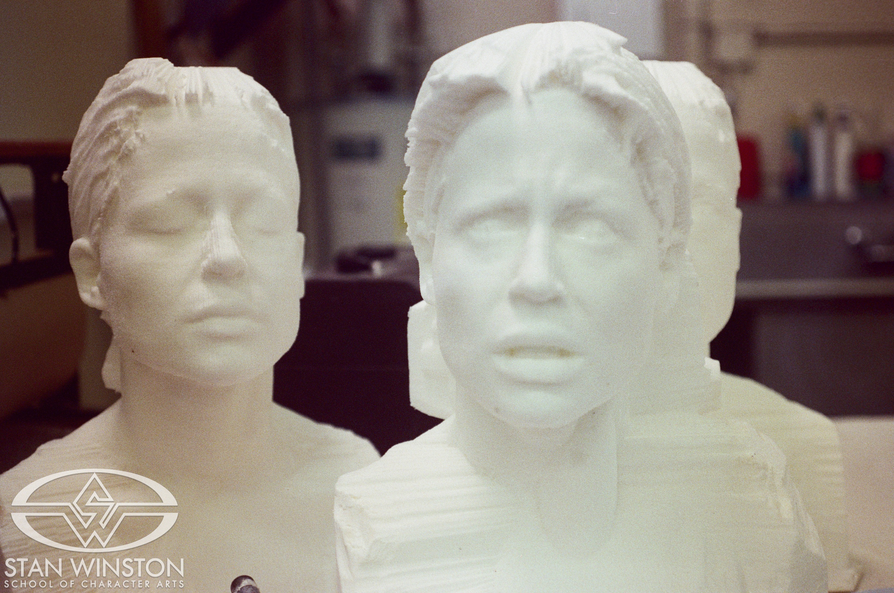 (Various computer-milled foam&nbsp;sculptures based on 3D scans of Linda Hamilton for&nbsp;Terminator 2: Judgment Day.