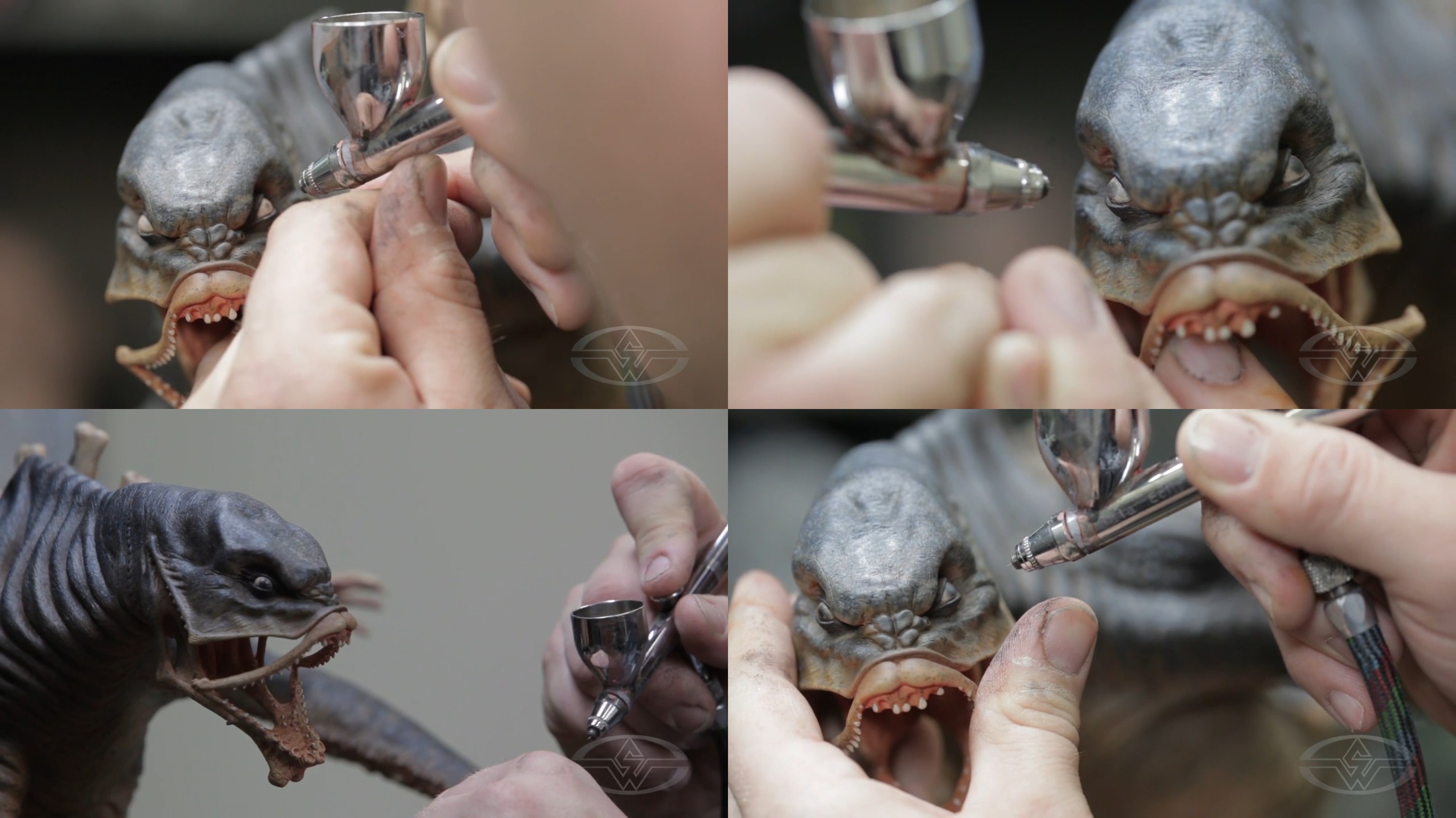 Timothy Martin gives the Leviathan a menacing set of pupils with a low-pressure airbrush setting and black paint.