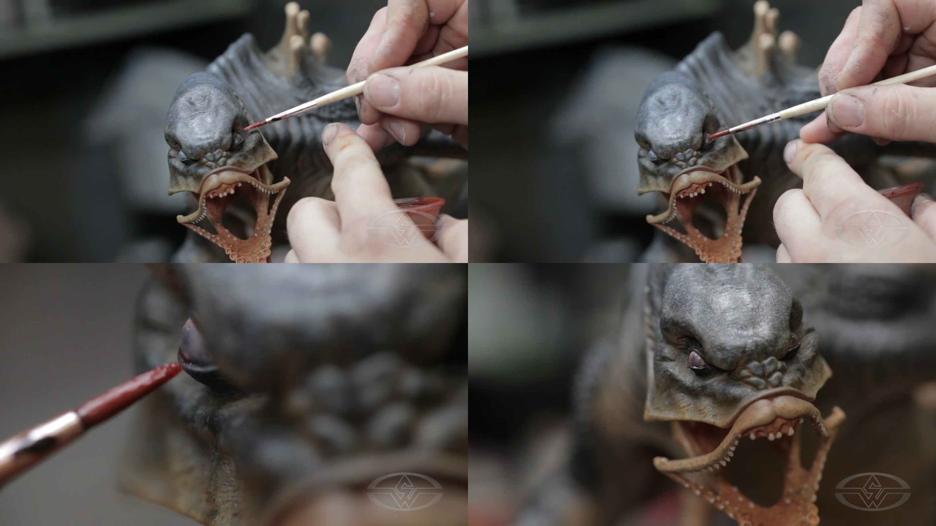 Timothy Martin applies more red wash for the Leviathan's final bloodshot look.