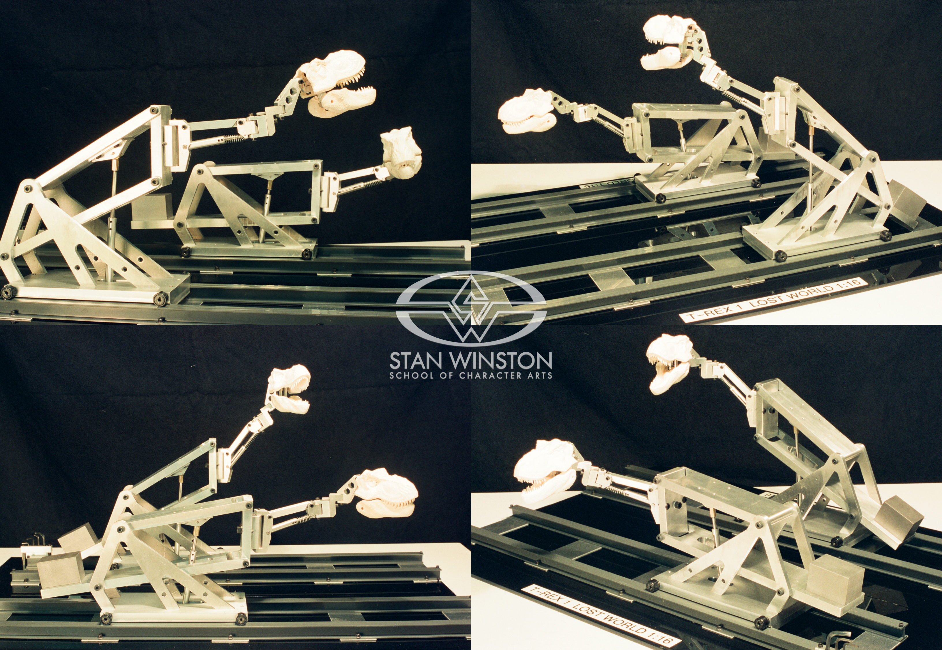 1/16-scale mechanical mockups of the T-Rexes at Stan Winston Studio.