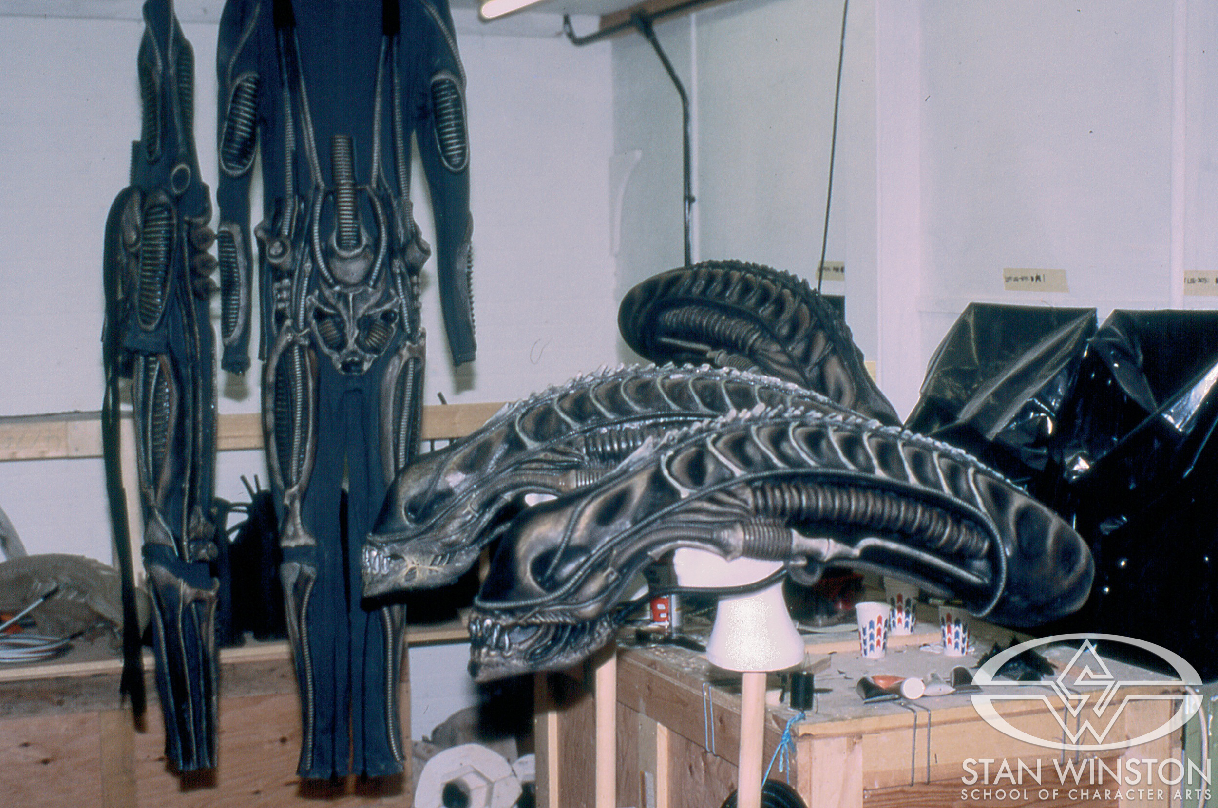 Xenomorph heads and suits are ready for testing at Pinewood Studios.
