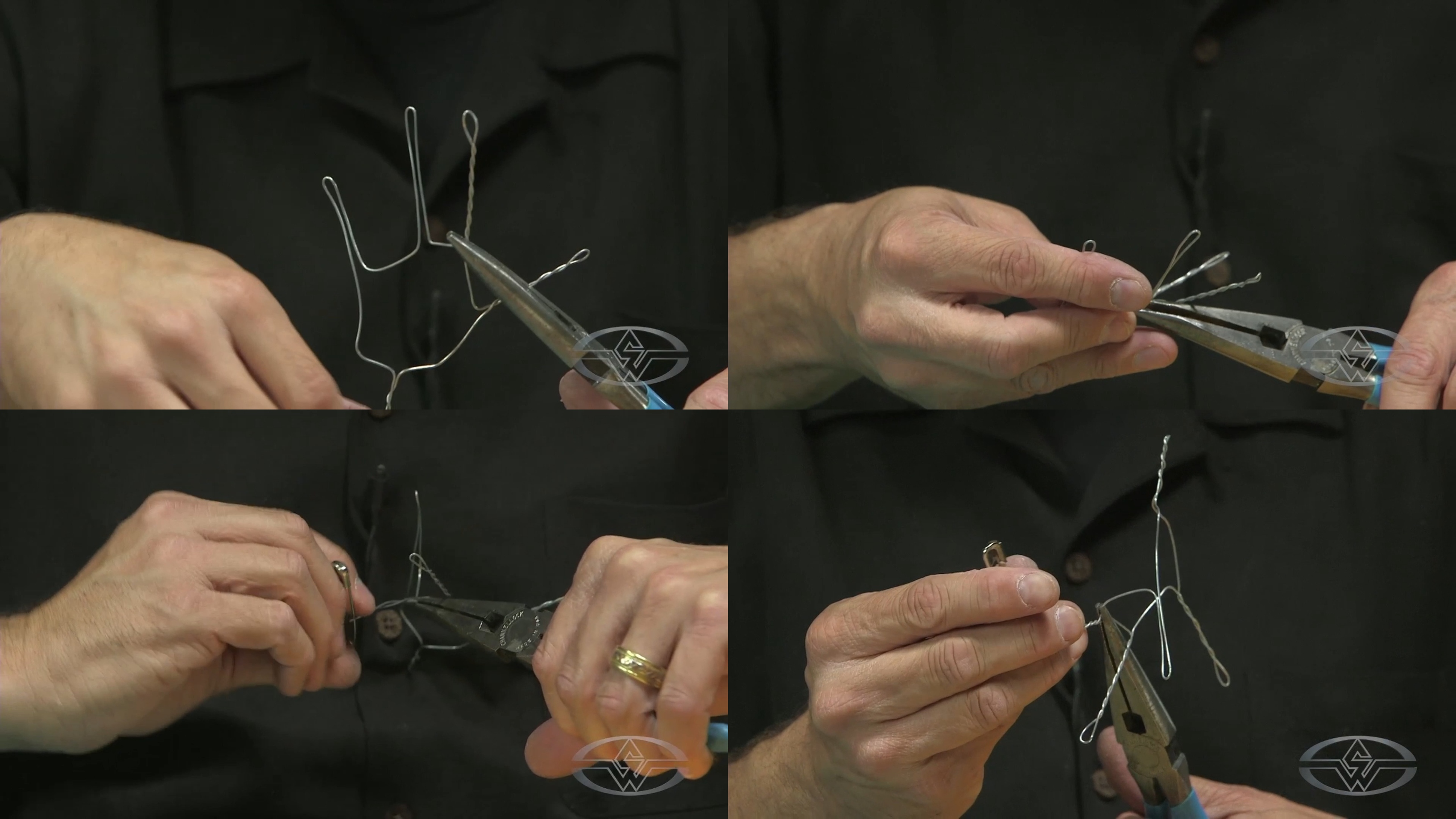 BJ Guyer continues twisting each finger with his pliers and safety pin.