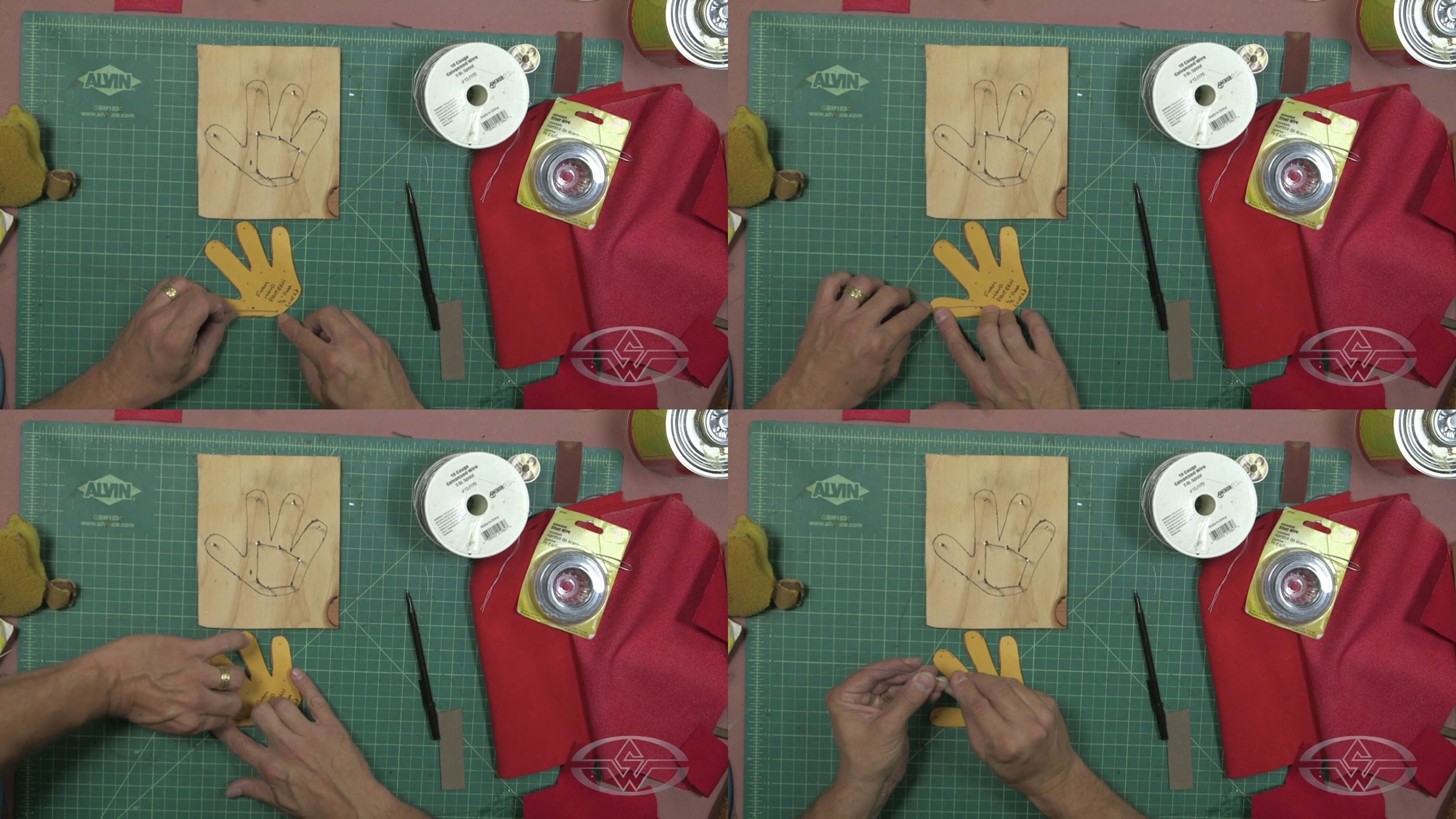 After making a small bend in the wire, BJ Guyer pulls it away and uses his fingers to crimp it.