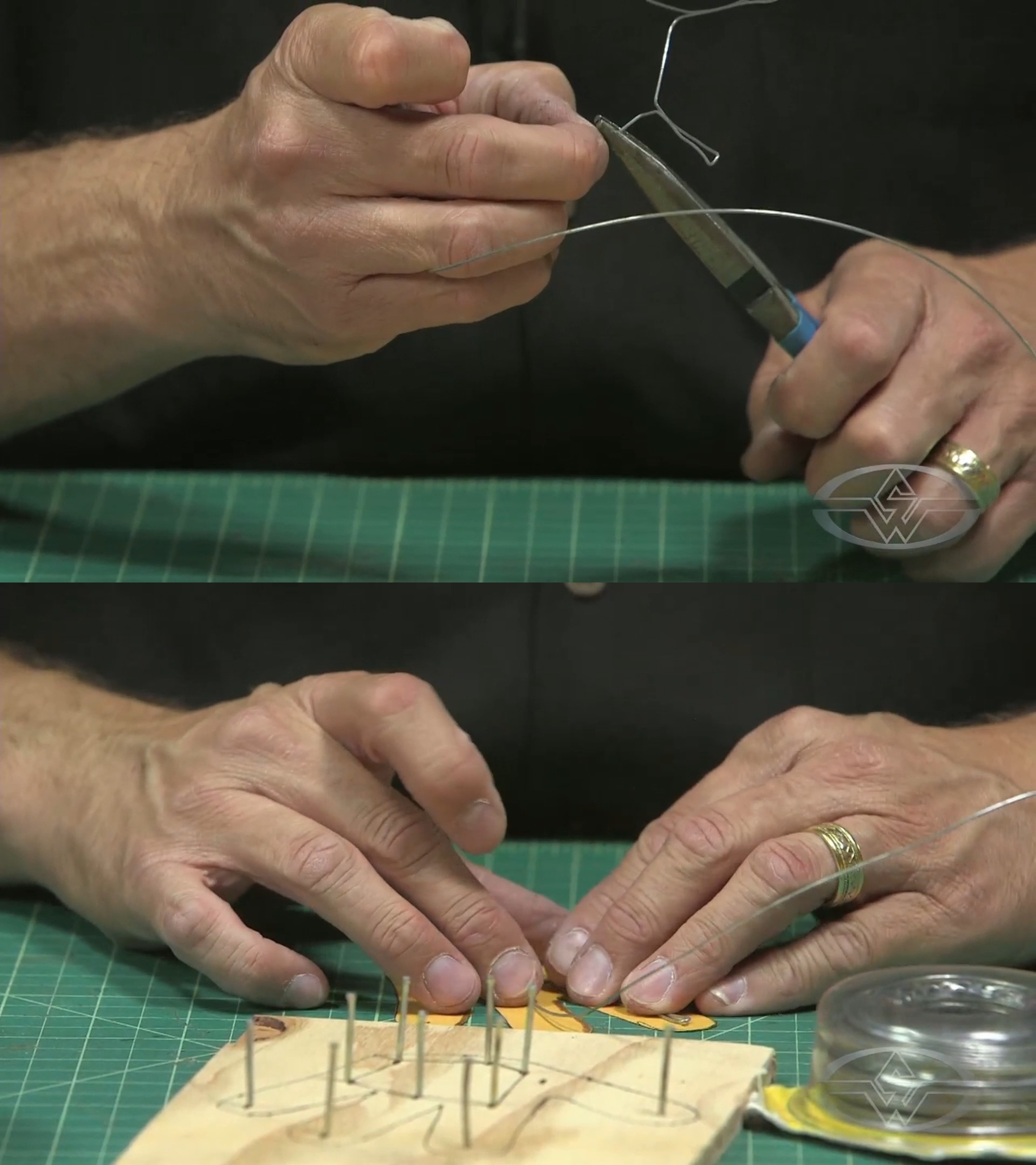 BJ Guyer pulls out his pliers to get a cleaner bend.