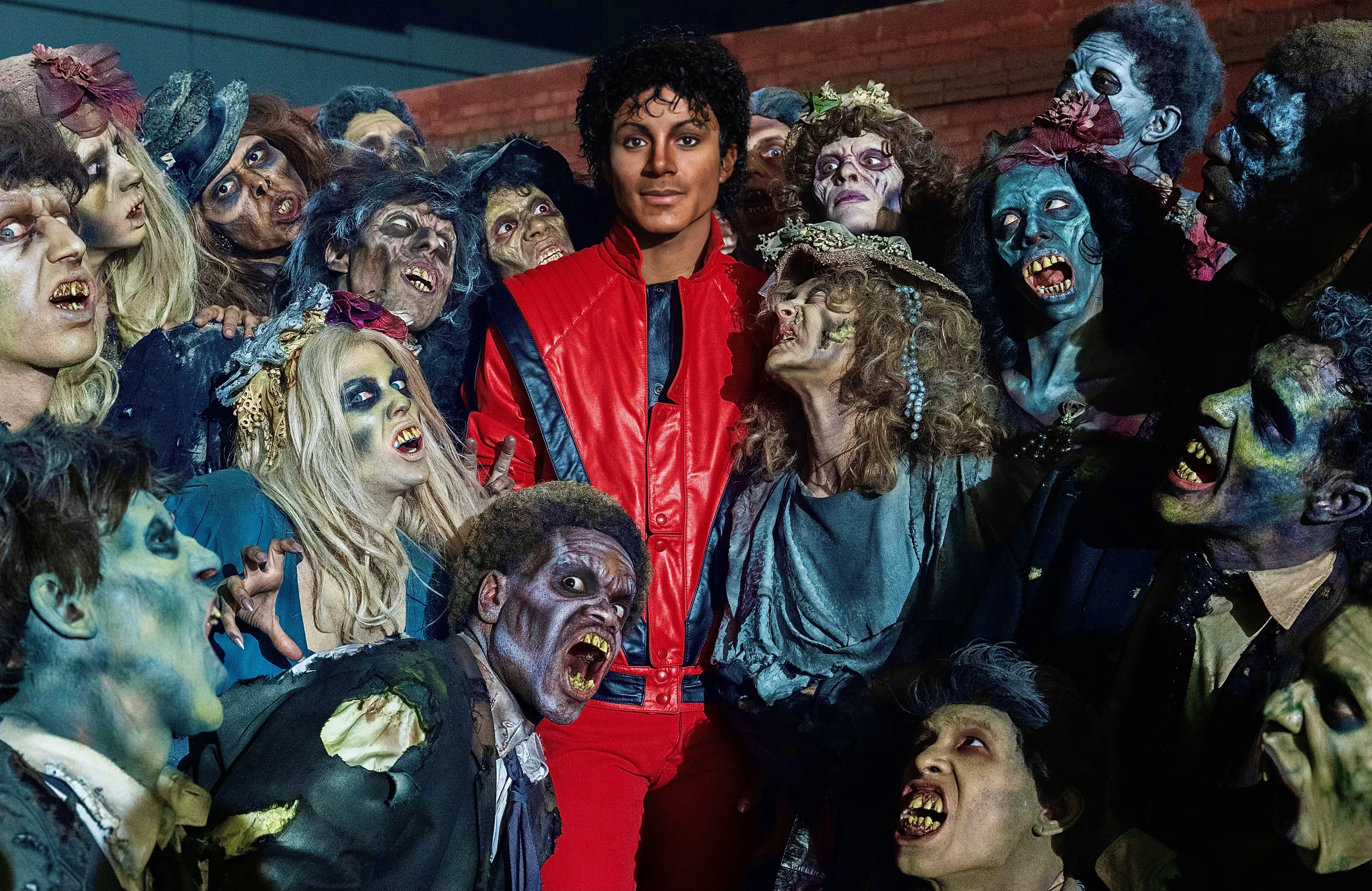 Jaafar as Michael with a whole horde&nbsp;of zombies made to look like the original Thriller&nbsp;dancers.&nbsp;Image courtesy Lionsgate.