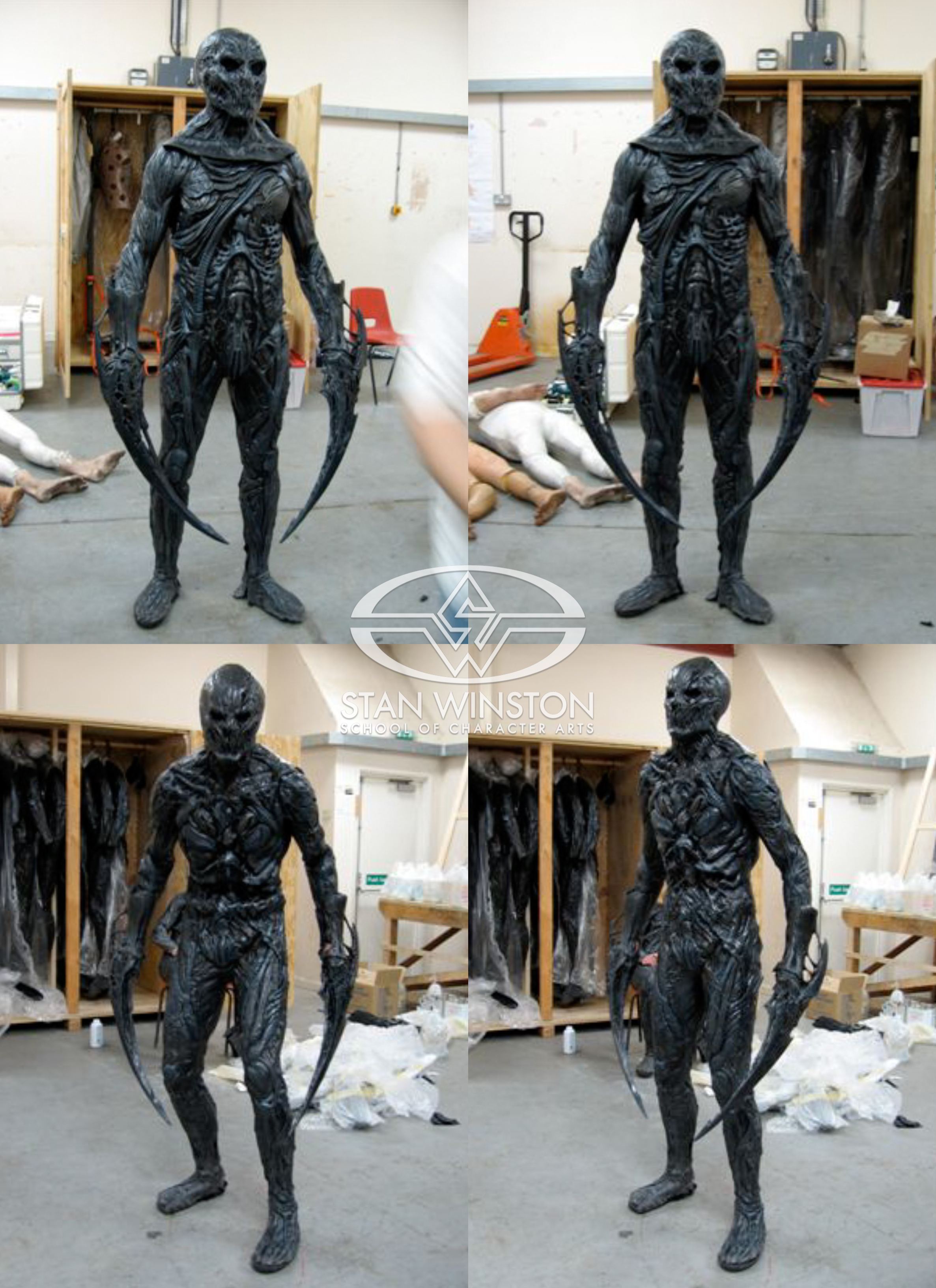 Testing one of the Harvesters' suits without wig for The Deaths of Ian Stone.