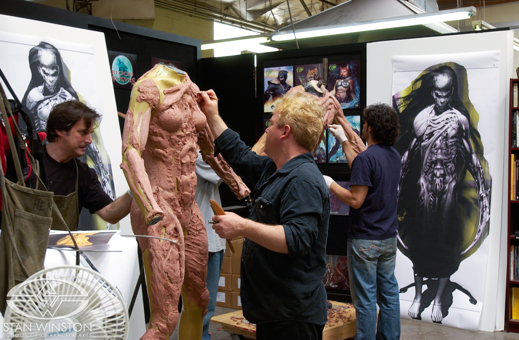 John Rosengrant, Shane Mahan and Chris Swift sculpt Medea and one of the Harvesters' bodies for The Deaths of Ian Stone.