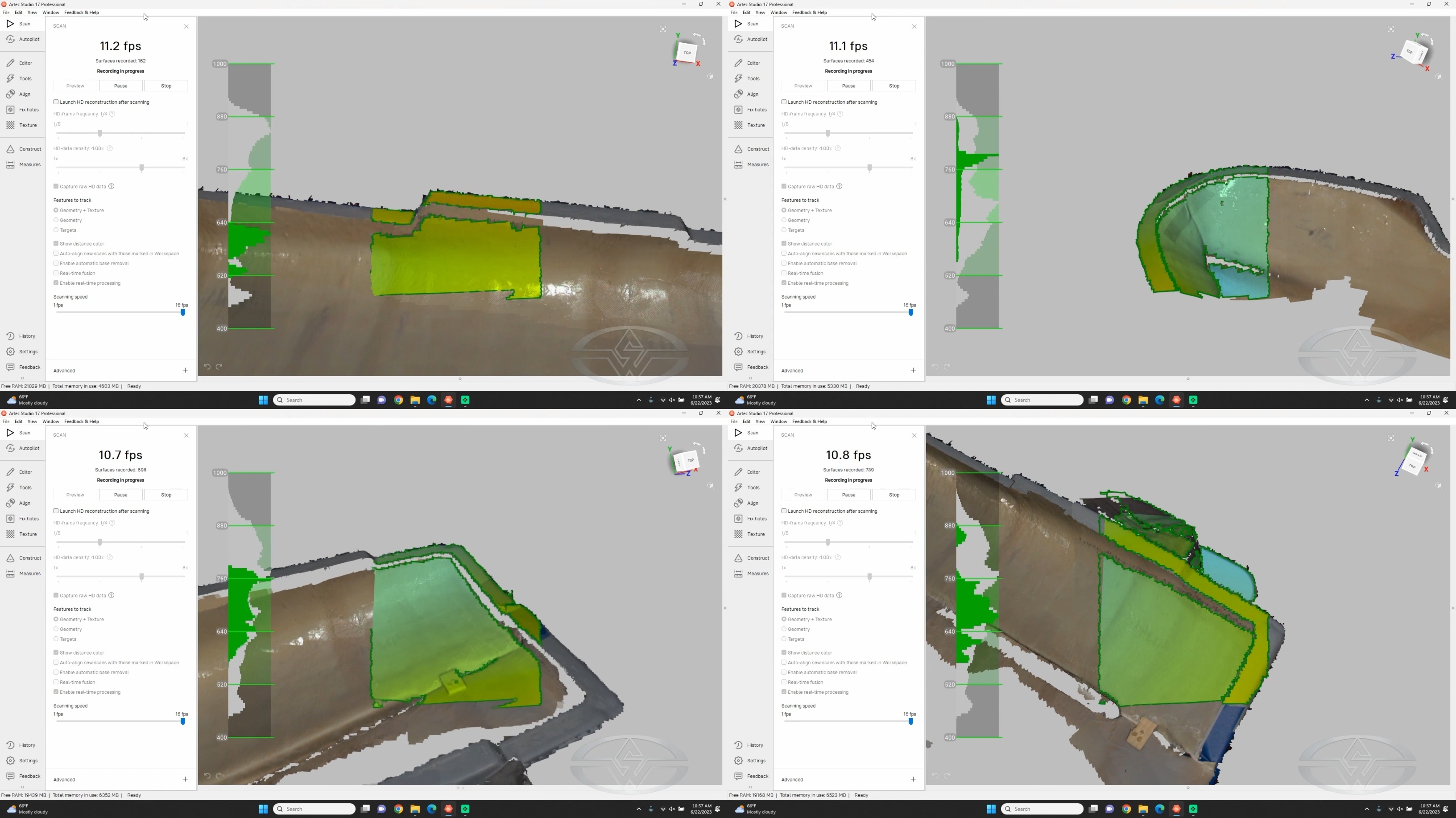 (Fon Davis makes his way across the hull slowly scanning and checking to make sure he has every part rendered.