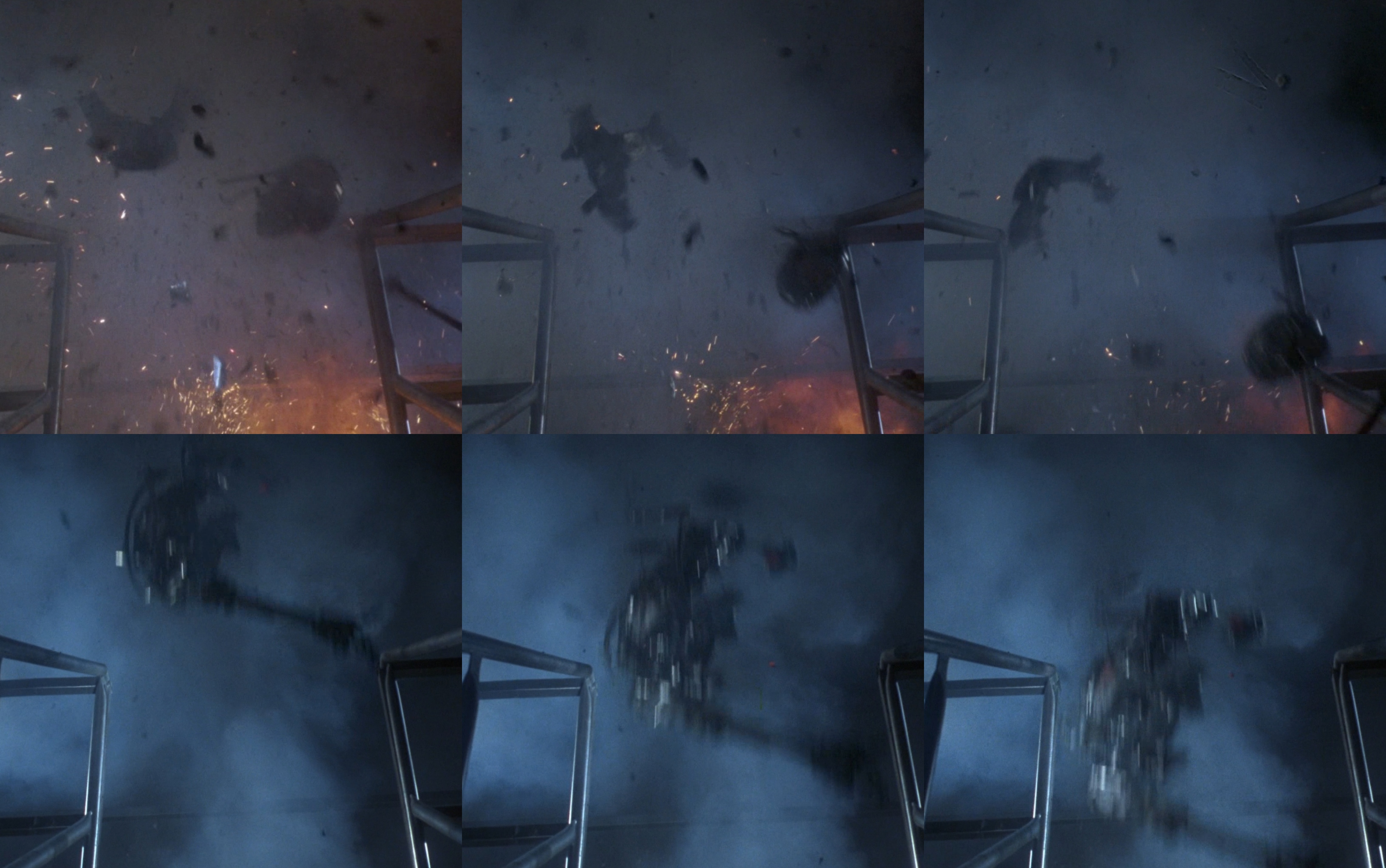 The blown-up stunt Terminator as it appears in the movie. Image courtesy of Hemdale Film, Pacific Western Productions, Euro Film Funding, and Cinema '84.