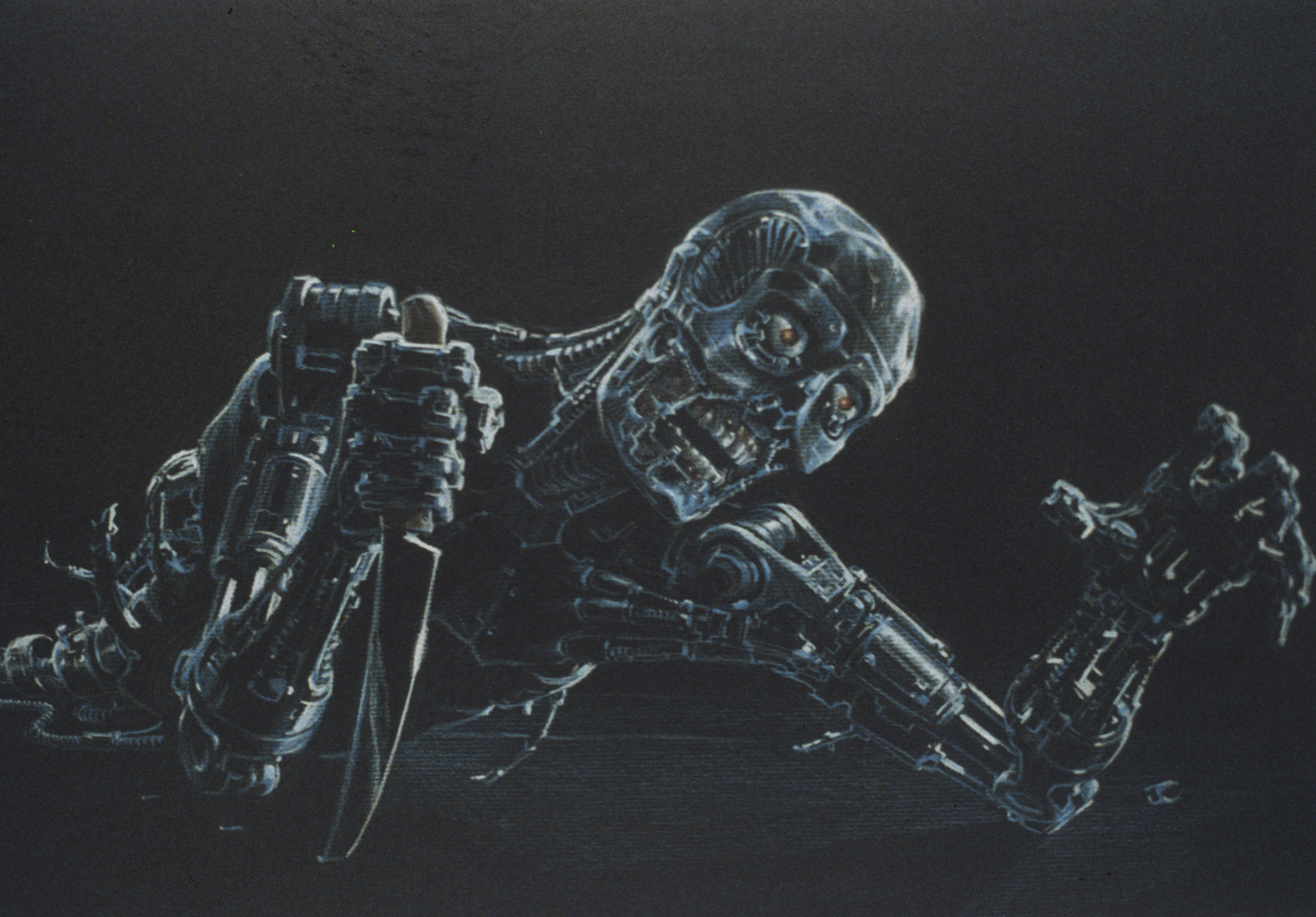 James Cameron's concept of the&nbsp;head-and-arm Terminator.&nbsp;Image courtesy of Hemdale Film, Pacific Western Productions, Euro Film Funding, and Cinema '84.