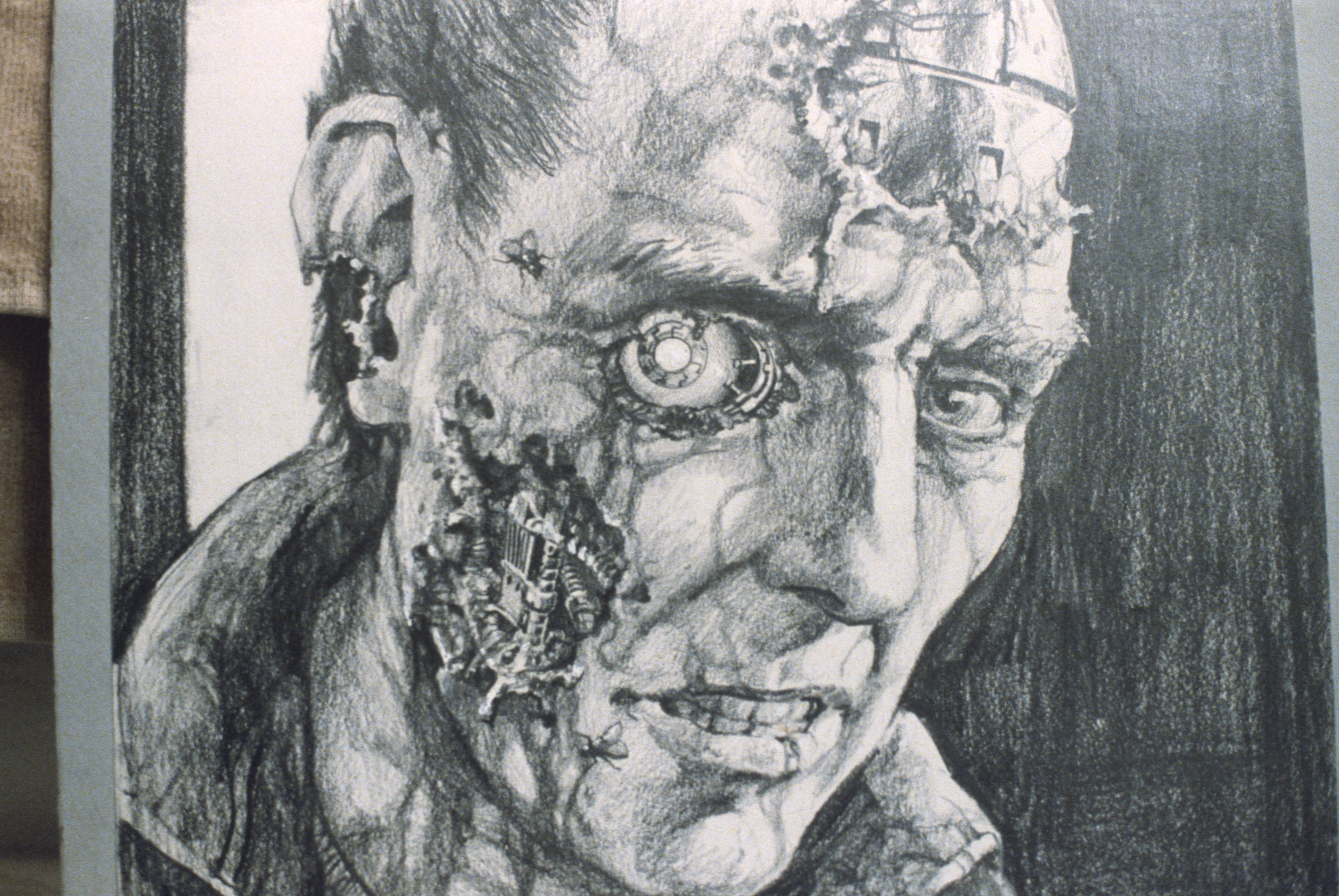 James Cameron's sketch of&nbsp;Lance Henriksen as the Terminator.&nbsp;Image courtesy of Hemdale Film, Pacific Western Productions, Euro Film Funding, and Cinema '84.