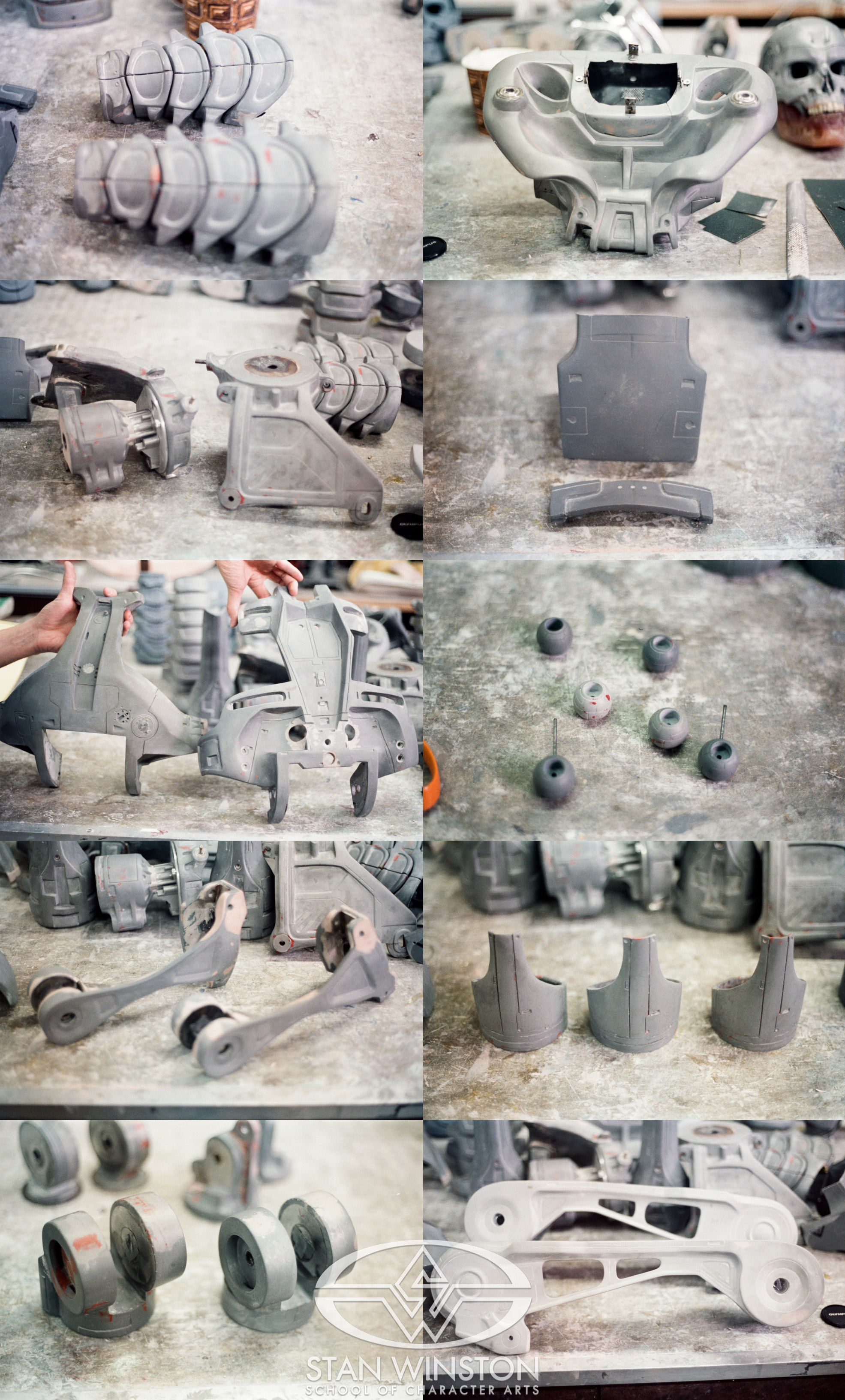Epoxy Terminator parts before assembly at Stan Winston Studio.