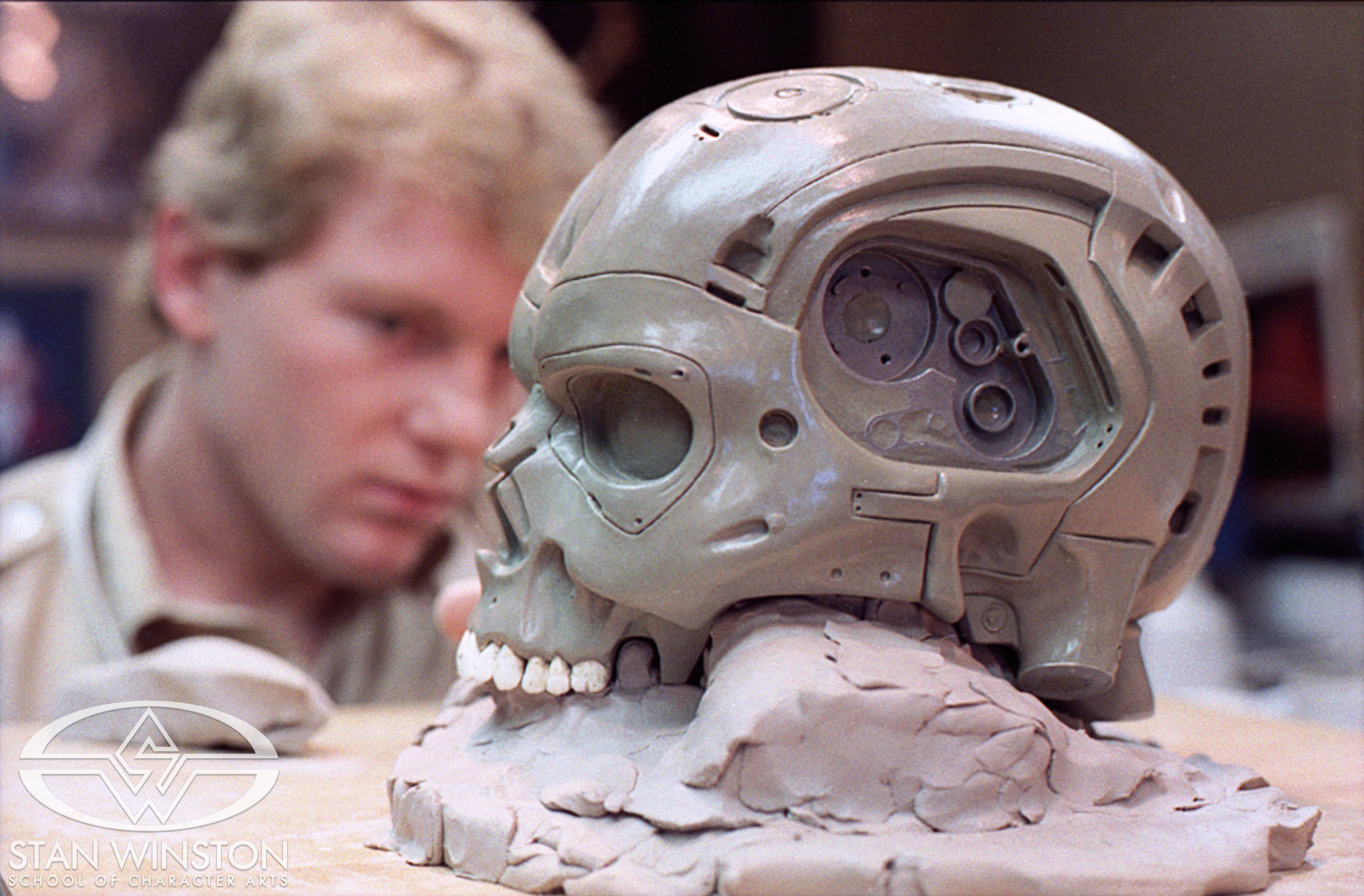 Side view of the Terminator head sculpt&nbsp;​​​​​​before molding.