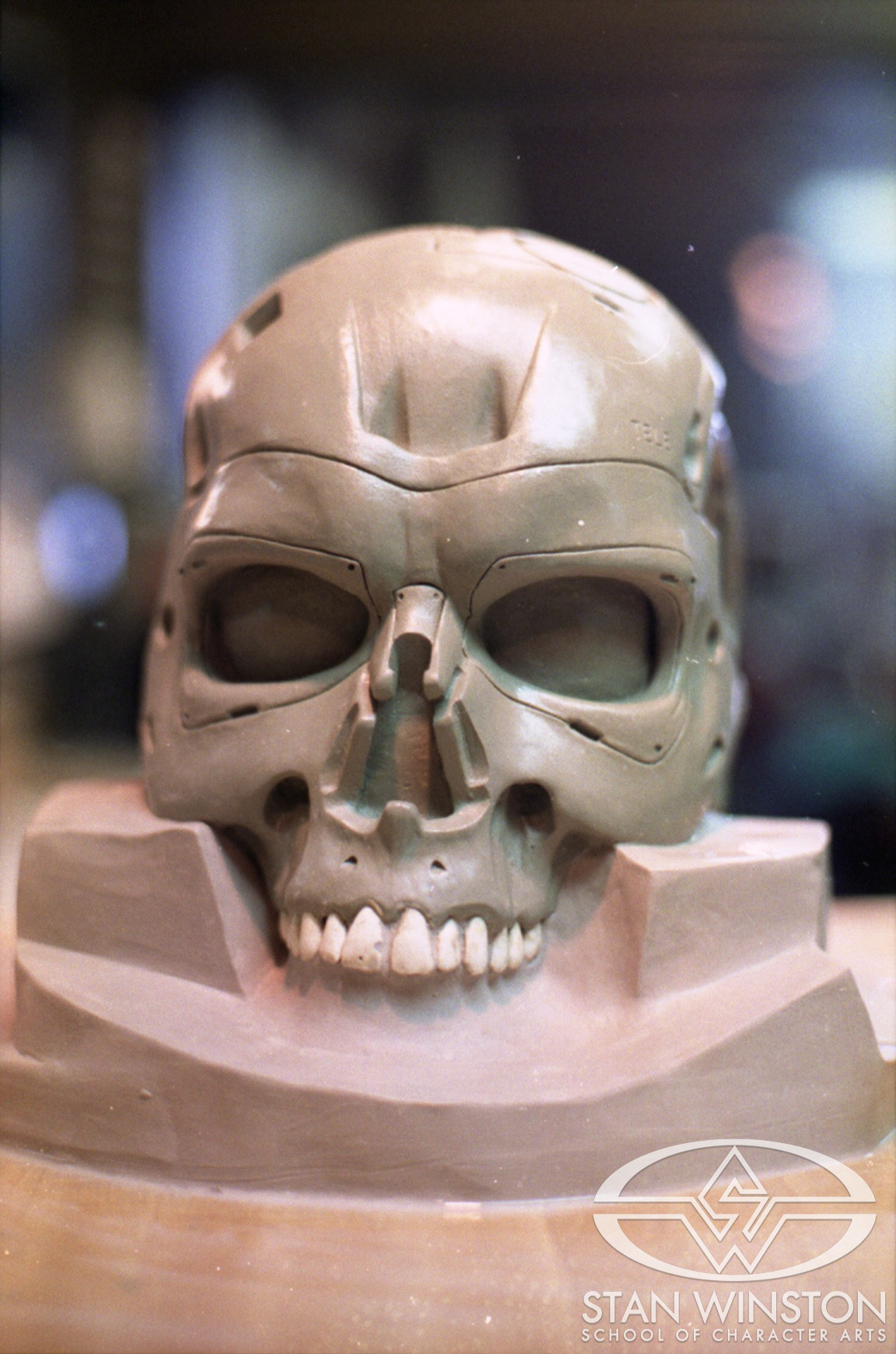 Close-up of the Terminator head sculpt&nbsp;​​​​​​before molding.