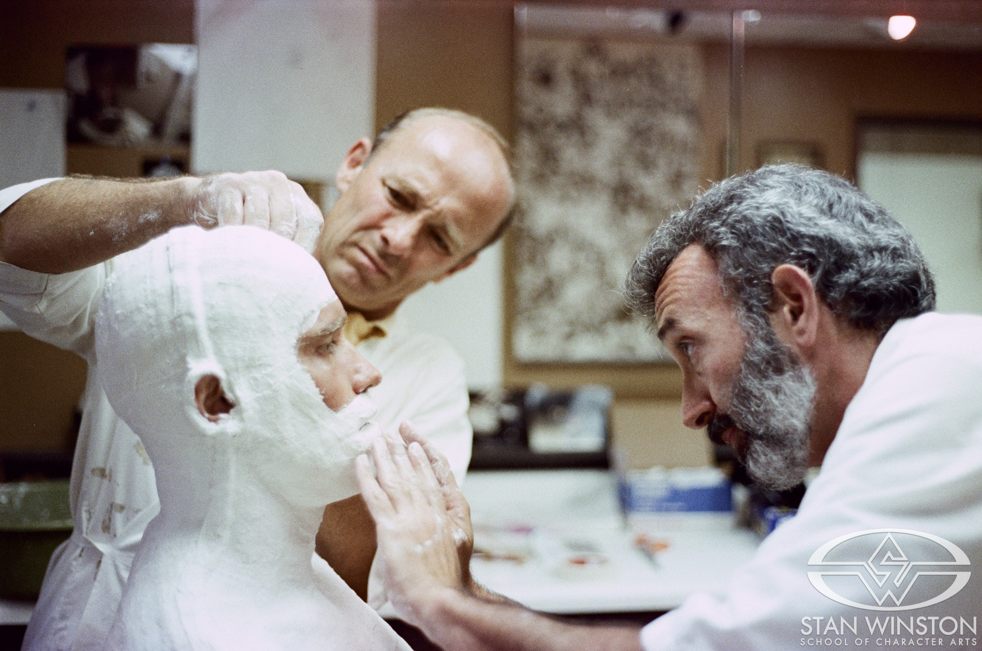 Ellis Burman Jr. and Stan Winston life-casting Arnold Schwarzenegger.