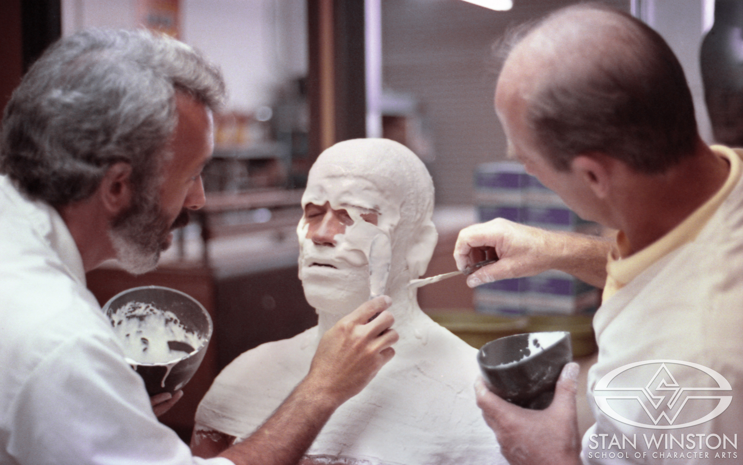 Work-in-progress of life-casting&nbsp;Arnold Schwarzenegger at Stan Winston Studio.