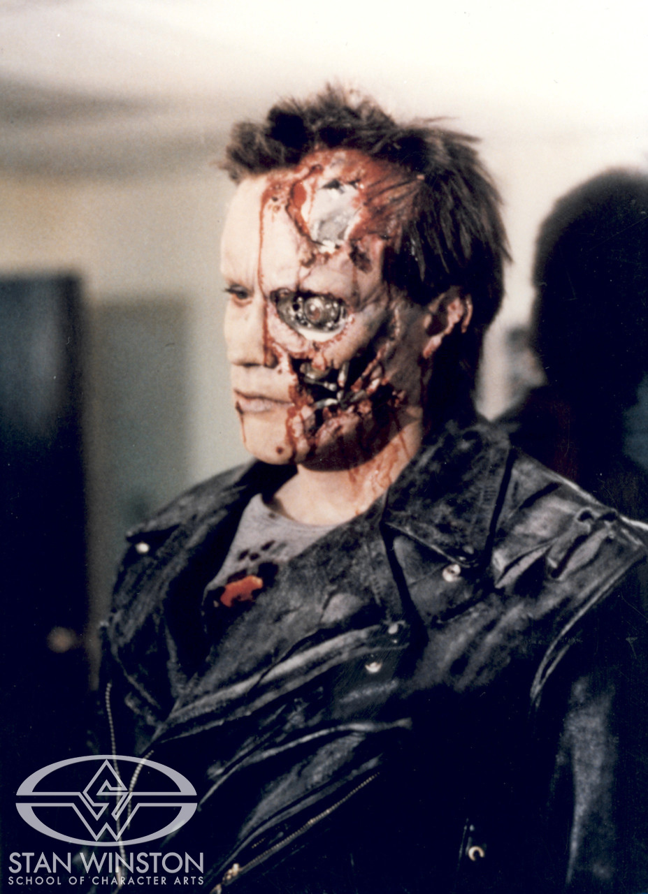 The third Terminator puppet, with its exposed&nbsp;chrome understructure.